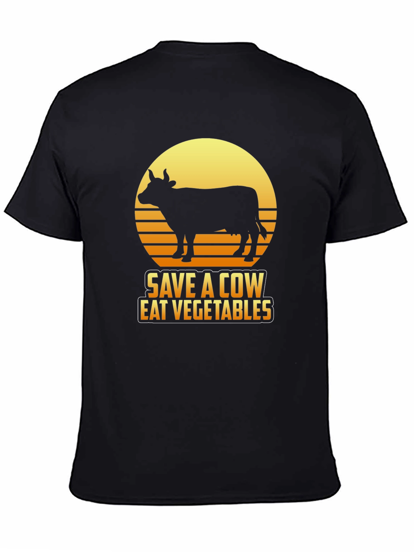 Black Save a Cow Eat Vegetables Graphic T-Shirt view 4