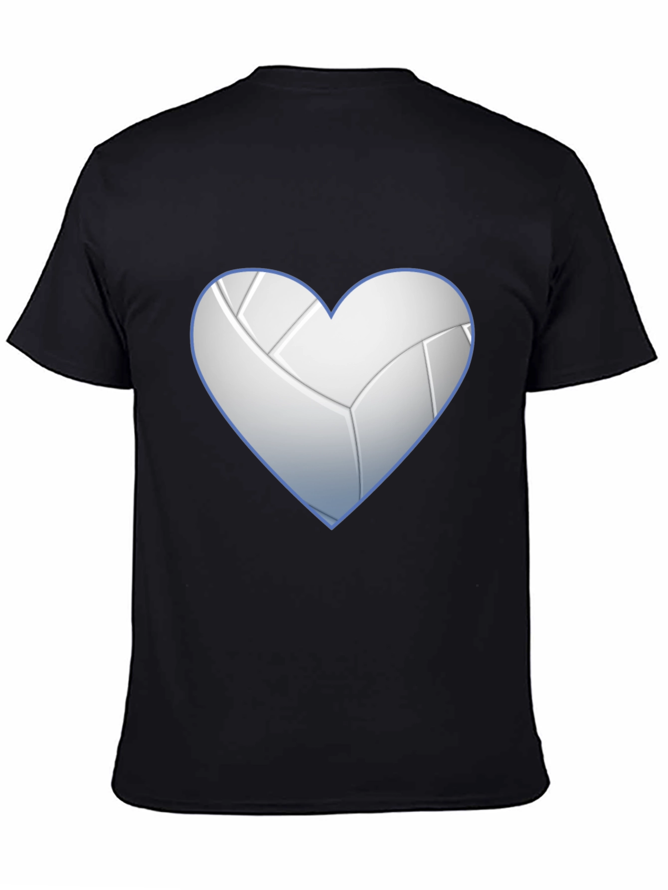Black Volleyball Heart Graphic Tee - Black Crew Neck T-Shirt view 4