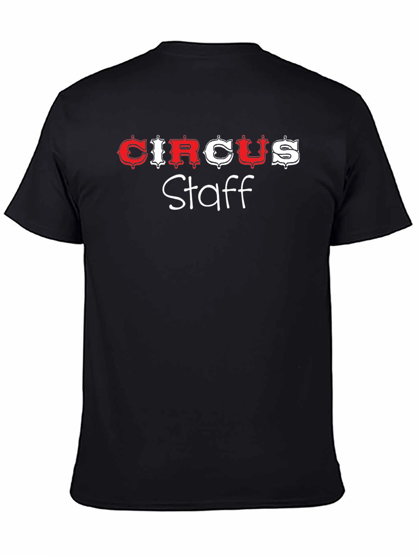 Black Circus Staff T-Shirt - Novelty Black Cotton Tee view 4