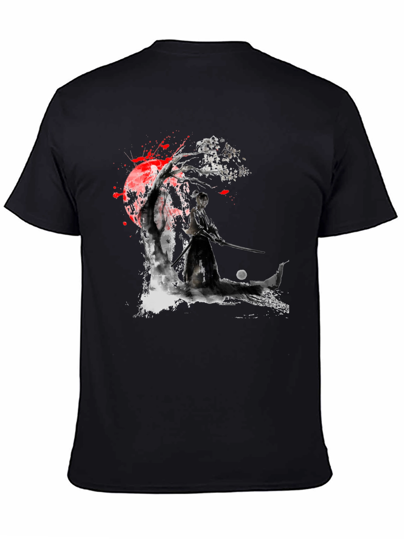 Black Samurai Warrior Graphic Black T-Shirt view 4