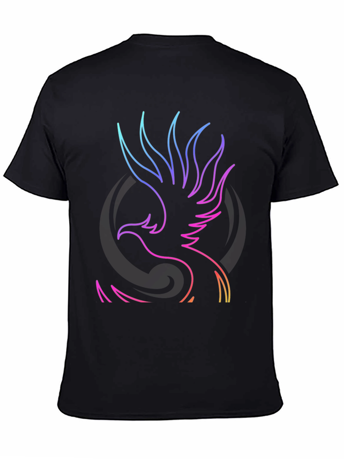 Black Neon Phoenix Graphic Black T-Shirt view 4