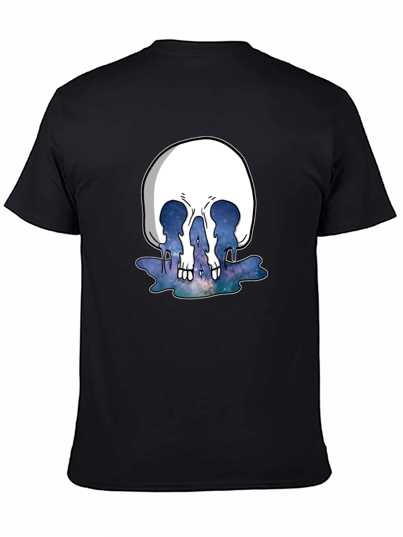 Black Melting Galaxy Skull T-Shirt - Unique Graphic Tee view 4