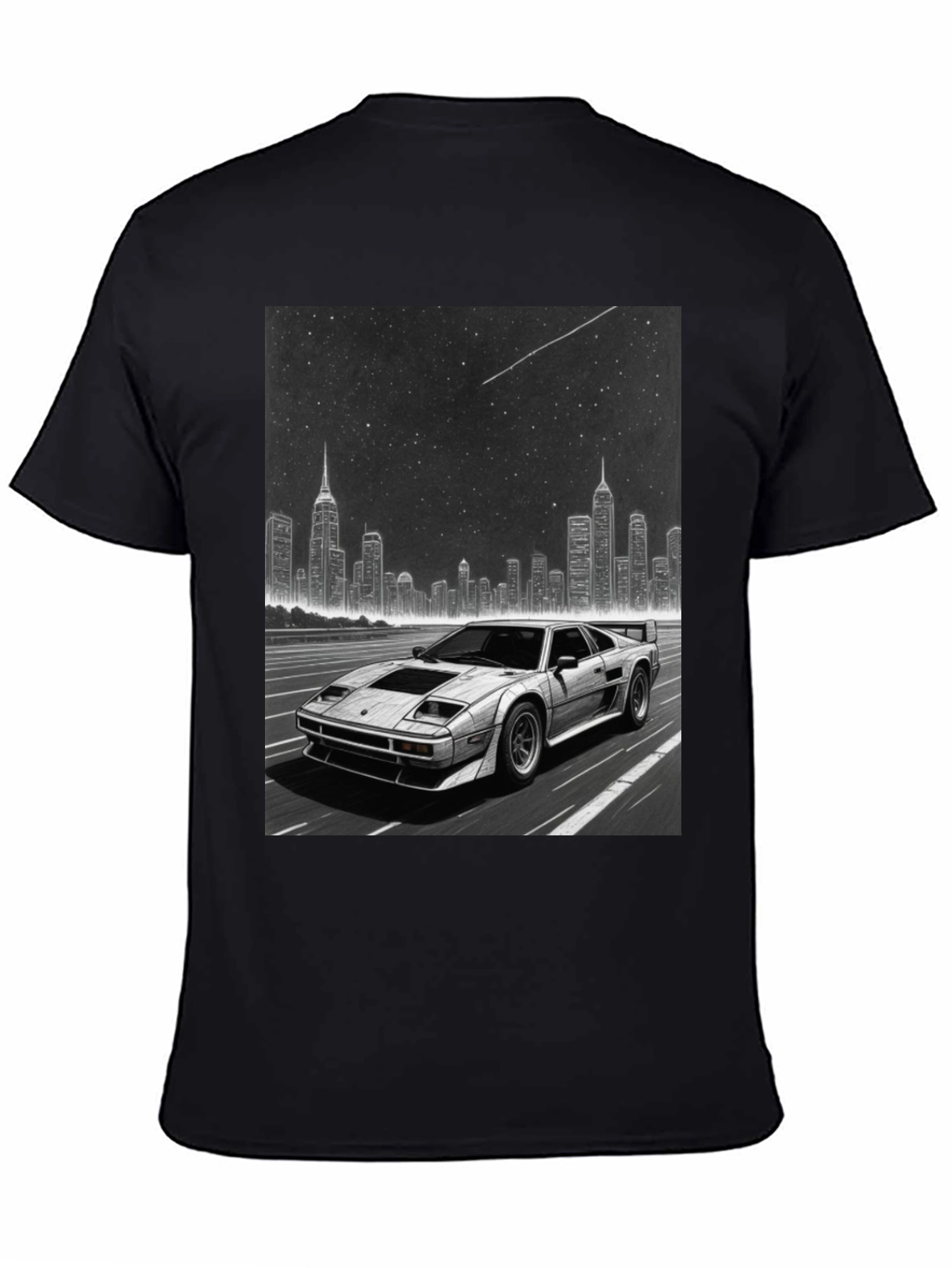 Black Retro Car & Cityscape Graphic Tee - Black view 4