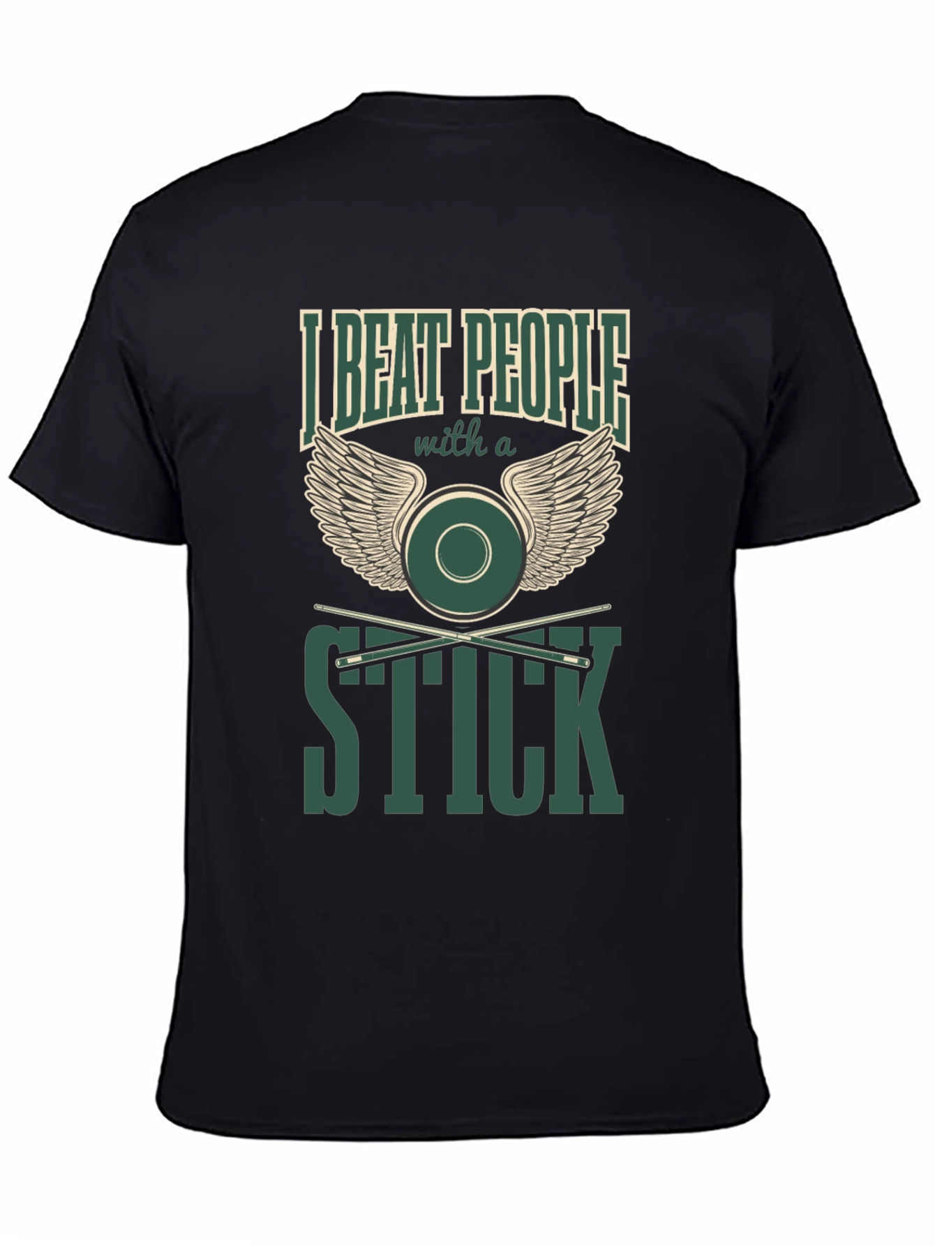 I Beat People with a Stick Funny Billiards T-Shirt - 4