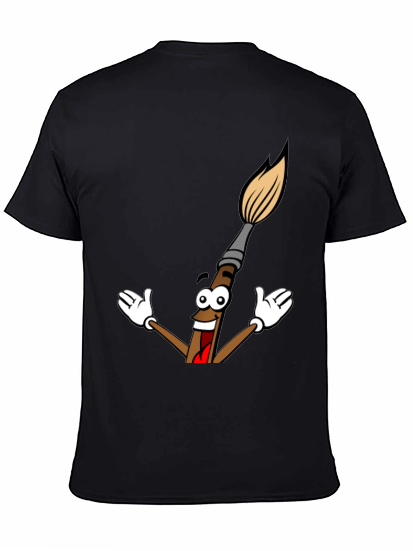 Black Cartoon Paintbrush Graphic Tee - Black view 4