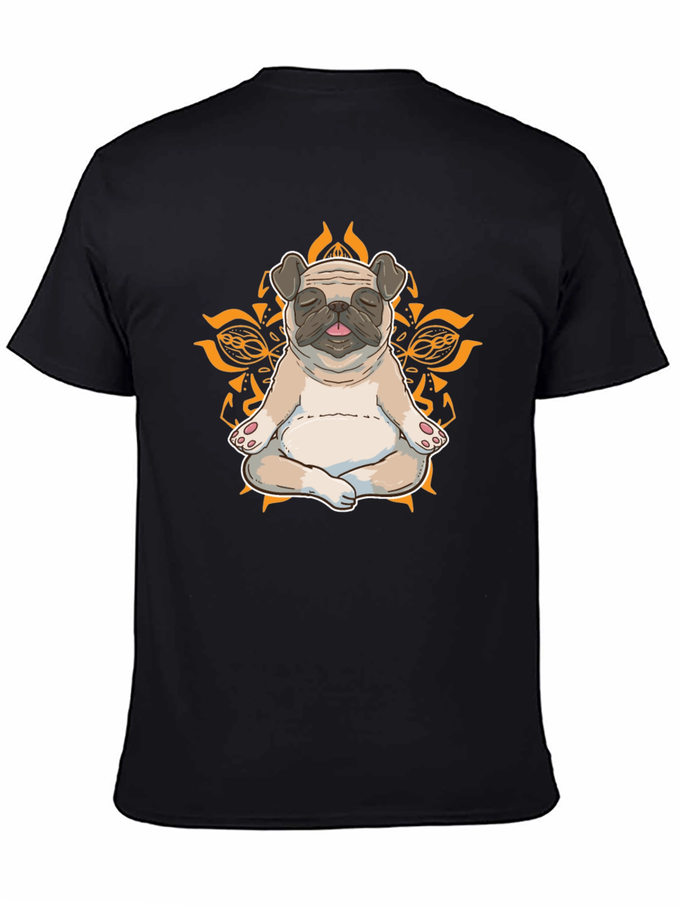 Black Zen Pug Graphic Tee - Meditating Dog Shirt view 4
