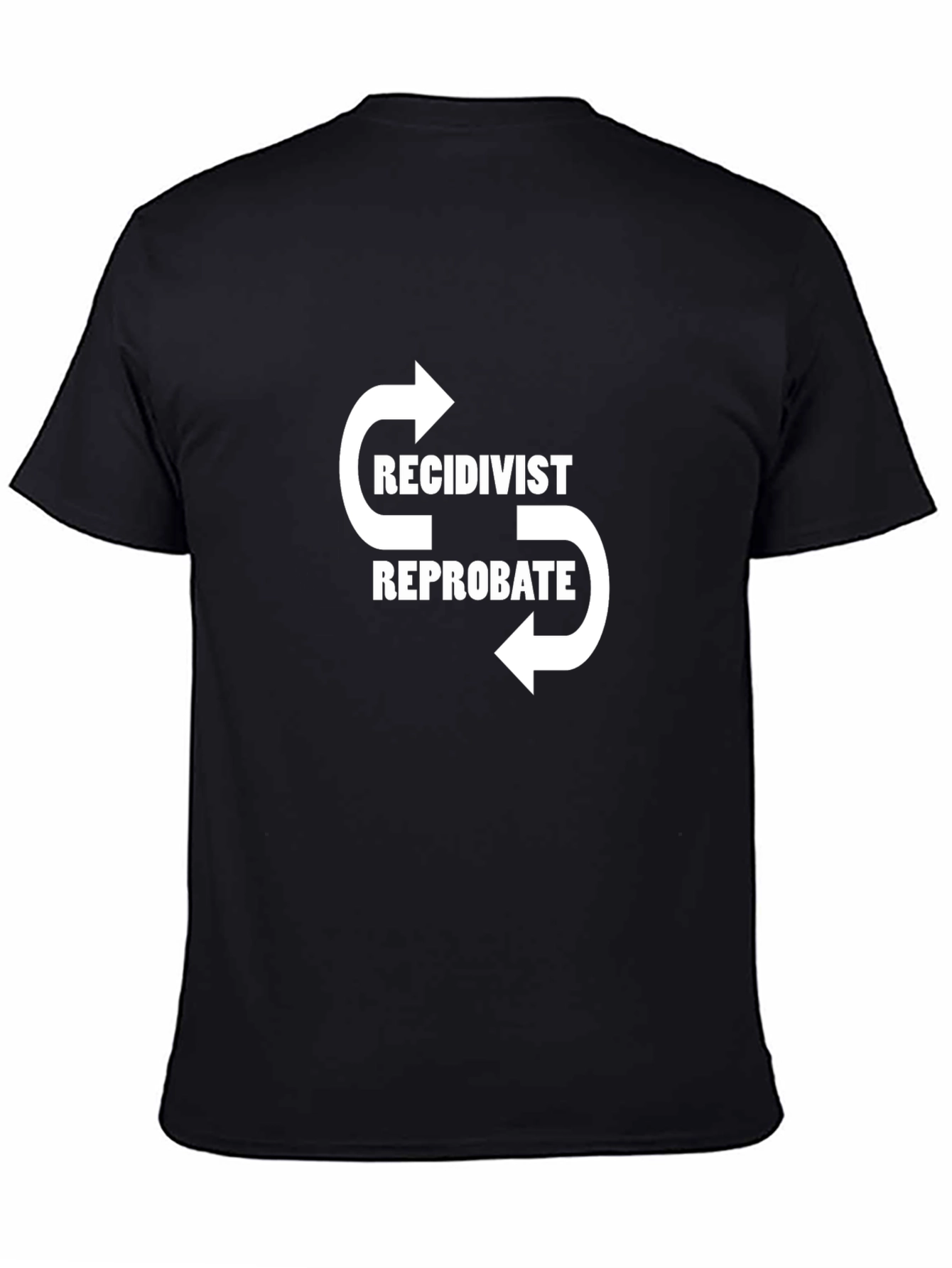 Black Recidivist Reprobate T-Shirt - Black Crew Neck Graphic Tee view 4