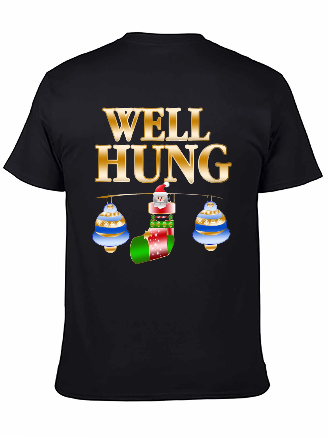 Black Well Hung Santa Christmas T-Shirt view 4