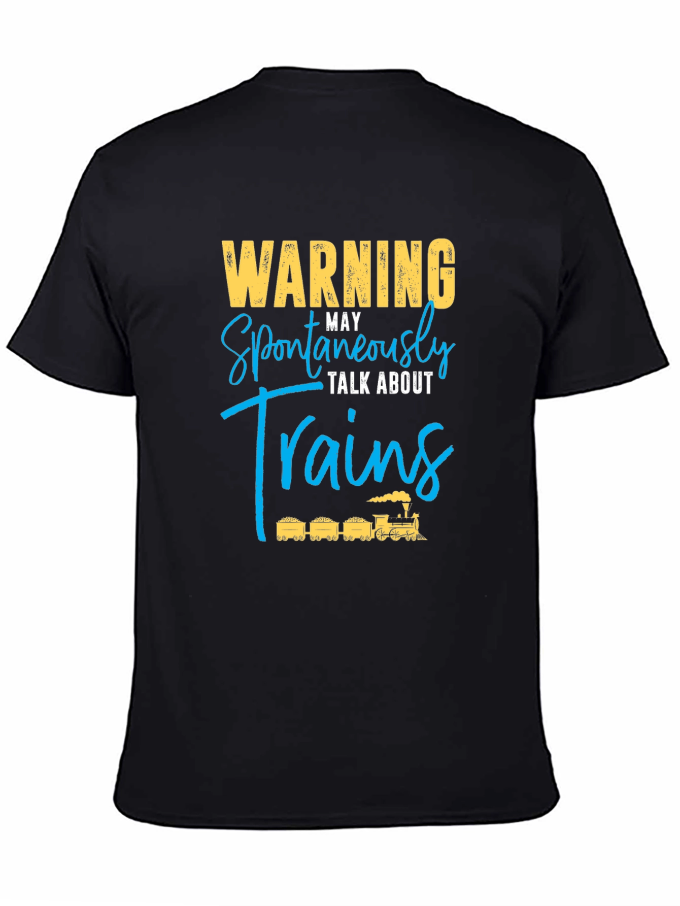 Black Warning May Spontaneously Talk About Trains T-Shirt view 4