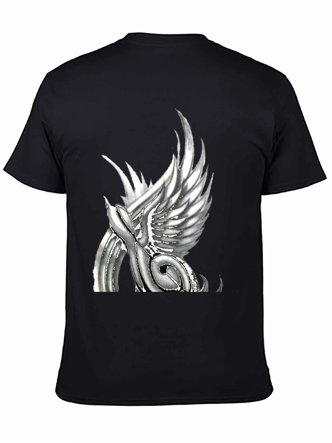 Black Winged Music Note T-Shirt - Unique Graphic Tee view 4