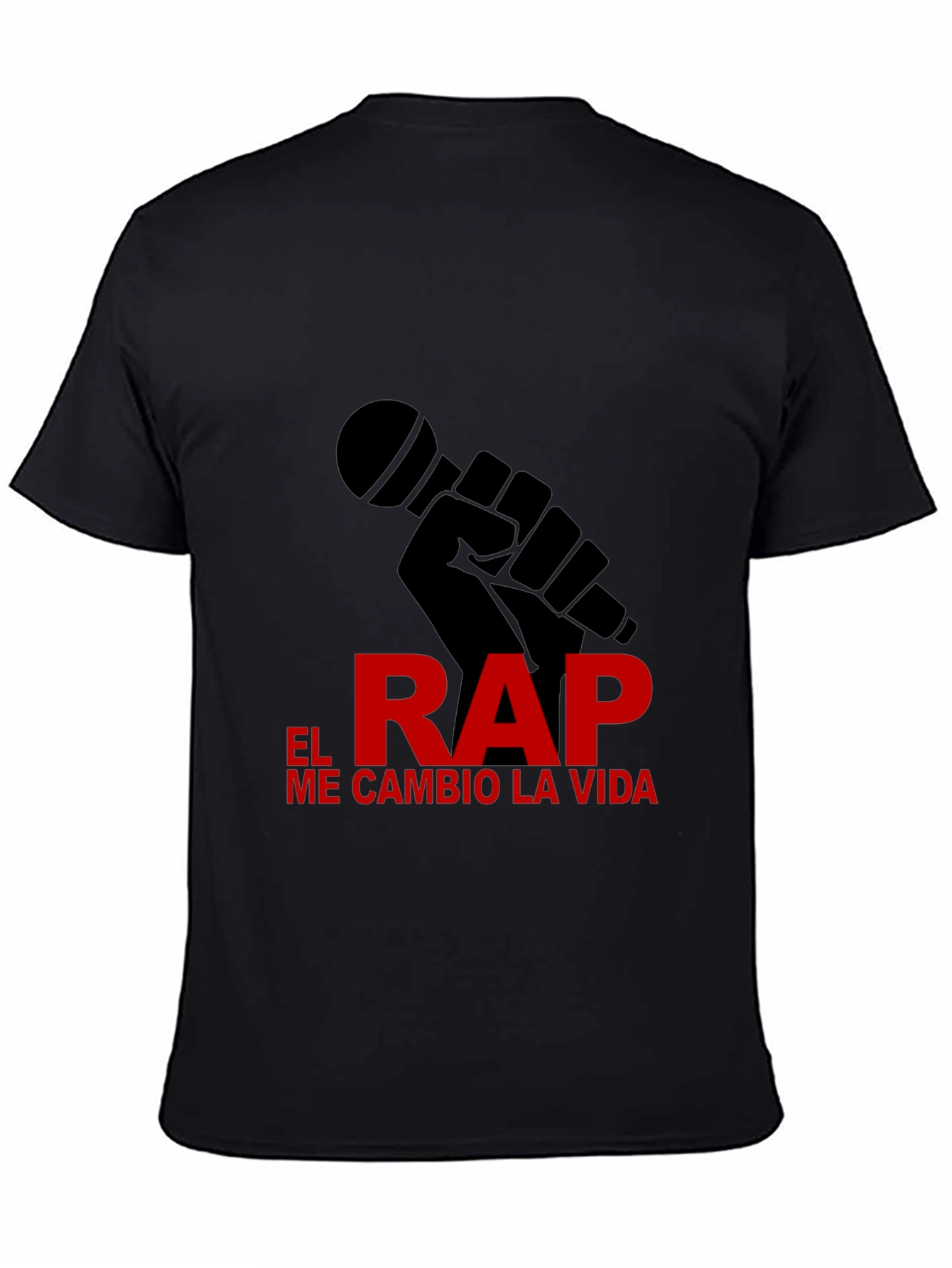 Black Rap Life Tee - "El Rap Me Cambio La Vida" Design T-Shirt view 4