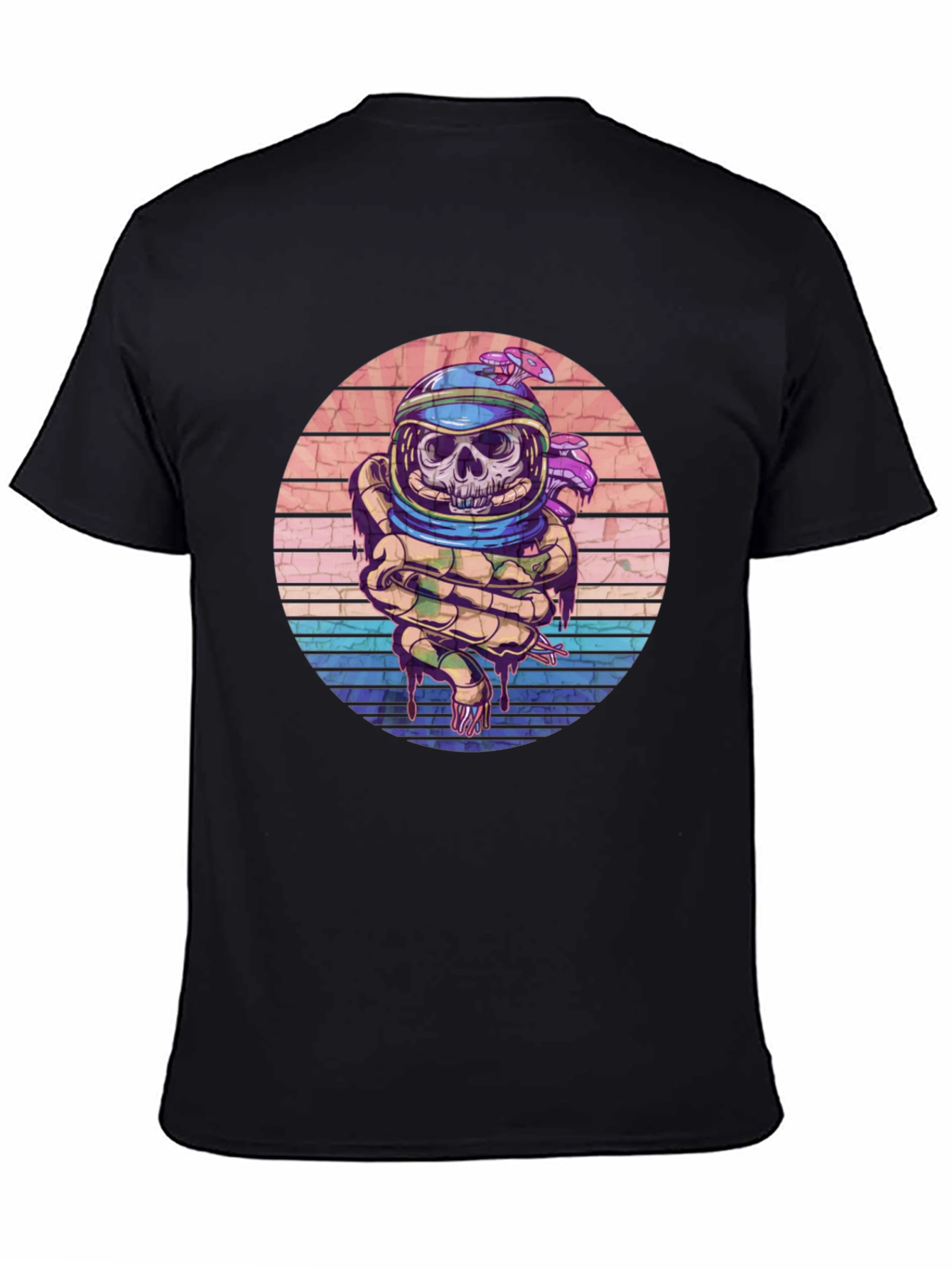 Black Retro Skull Astronaut Graphic Tee view 4