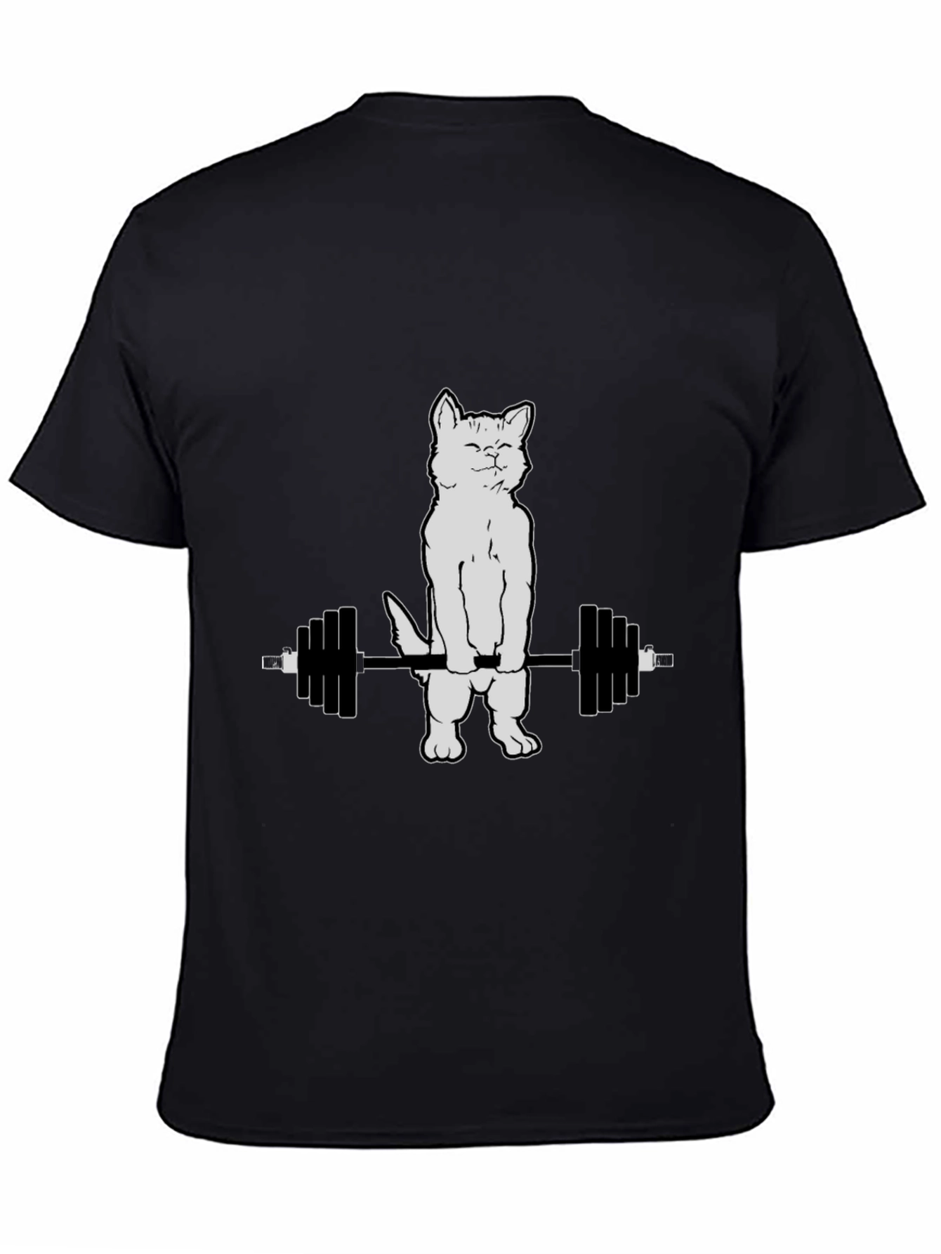 Black Cat Lifting Weights Graphic T-Shirt - Black view 4