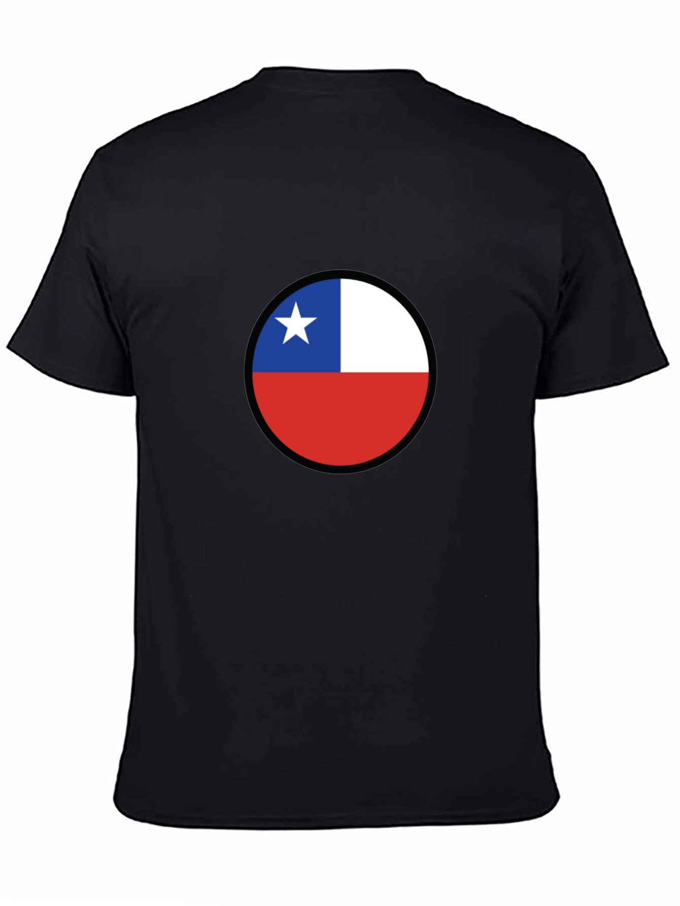 Black Chile Flag Circle Black T-Shirt view 4