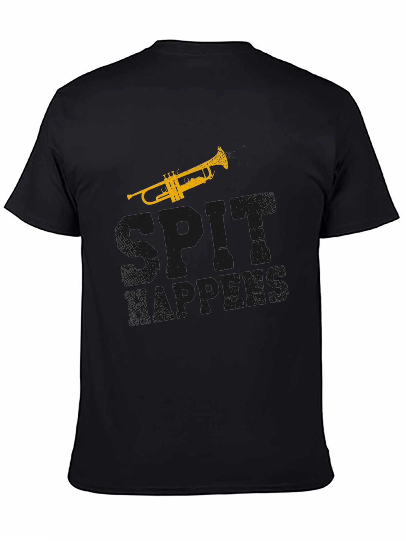 Black Spit Happens Trumpet T-Shirt - Musician Gift view 4