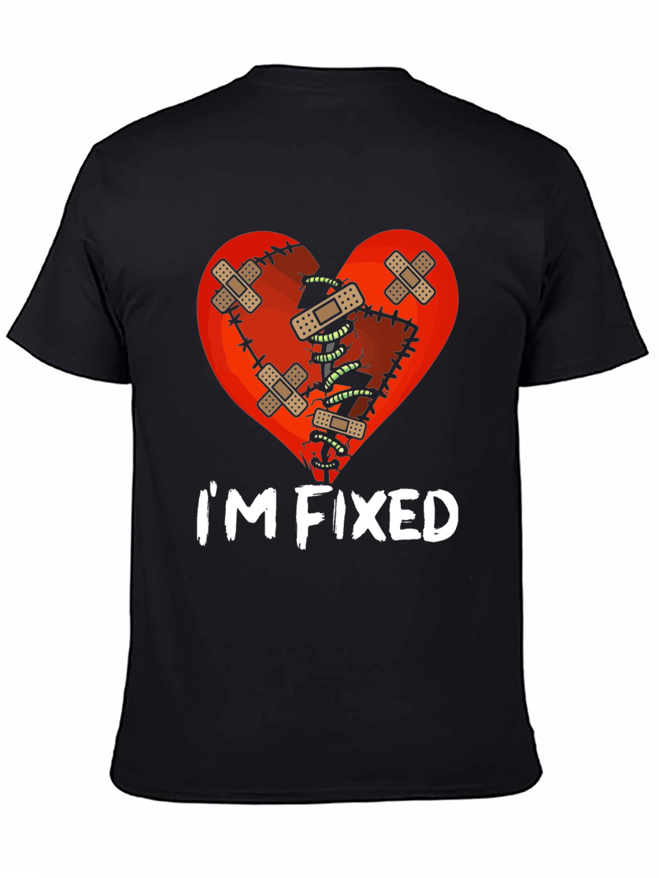 Black I'm Fixed Broken Heart T-Shirt view 4