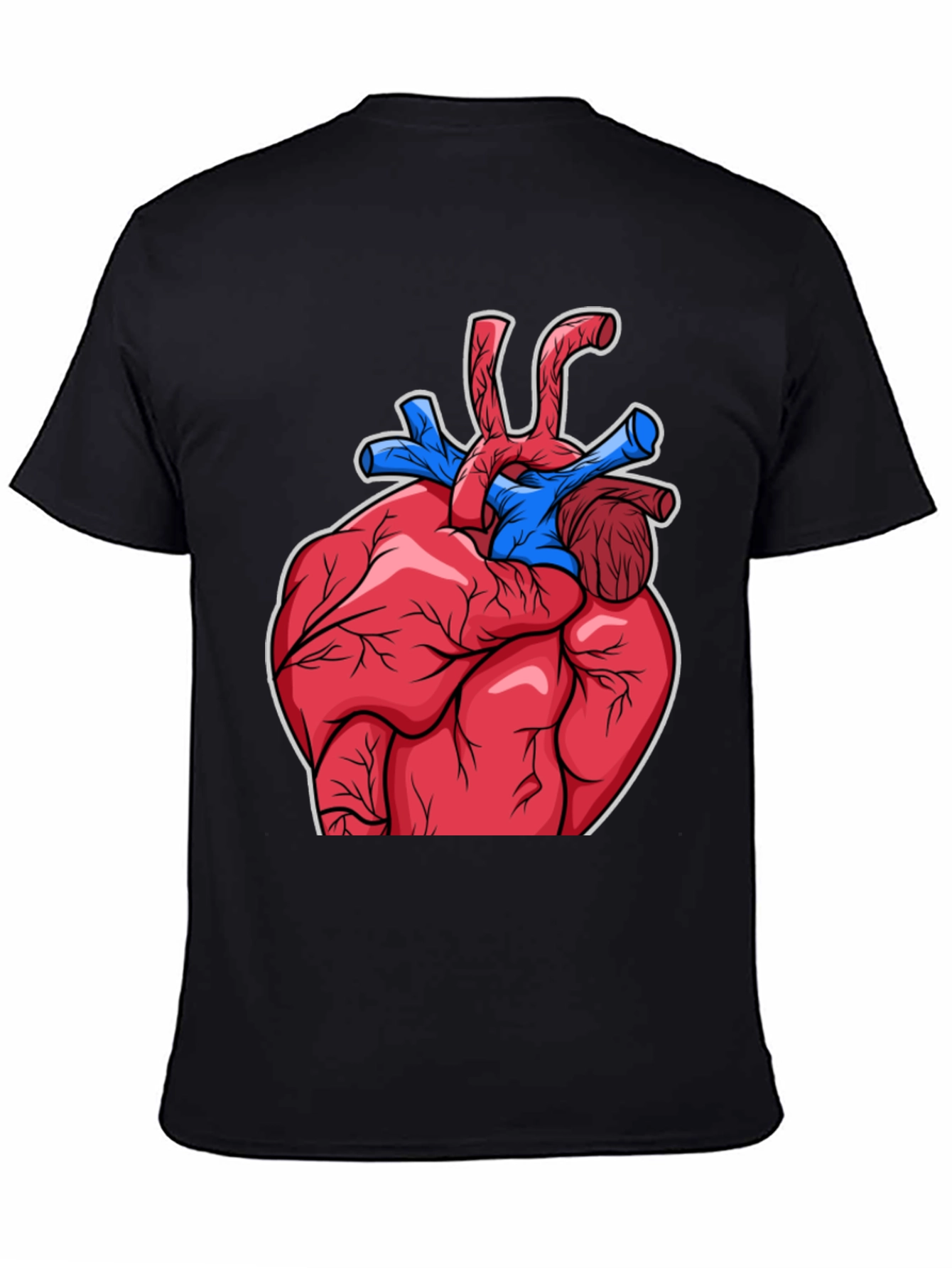 Black Anatomical Heart Graphic T-Shirt - Bold Design view 4