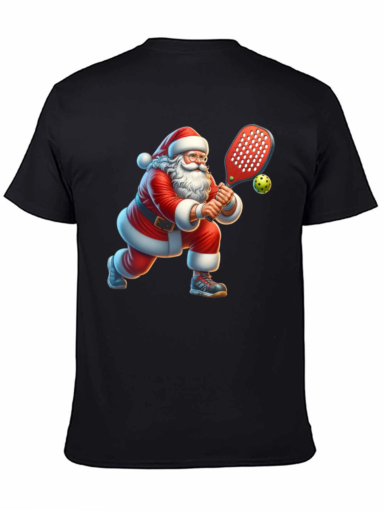 Black Santa Pickleball T-Shirt view 4