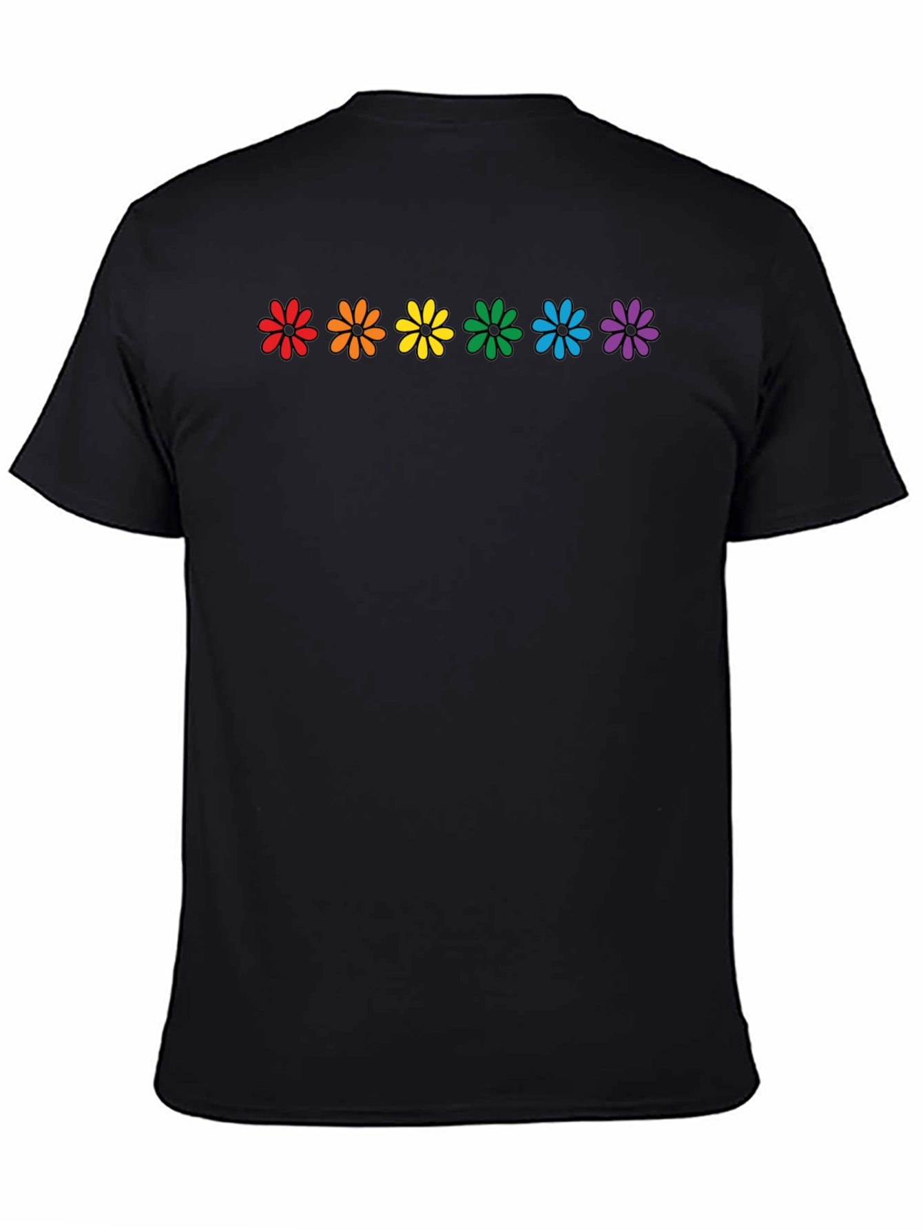 Black Rainbow Flower Power T-Shirt view 4