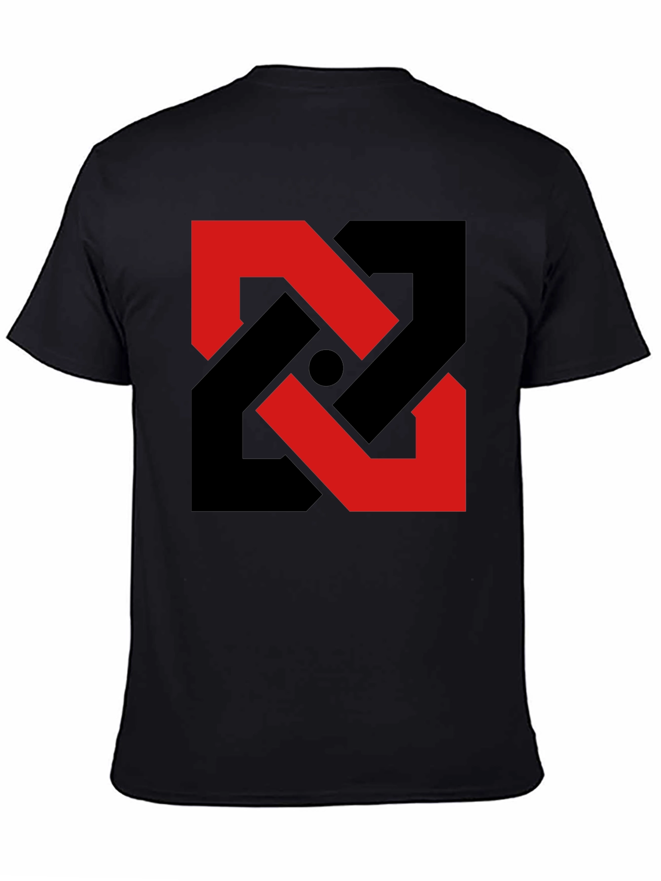 Black Abstract Geometric T-Shirt - Red & Black Design view 4