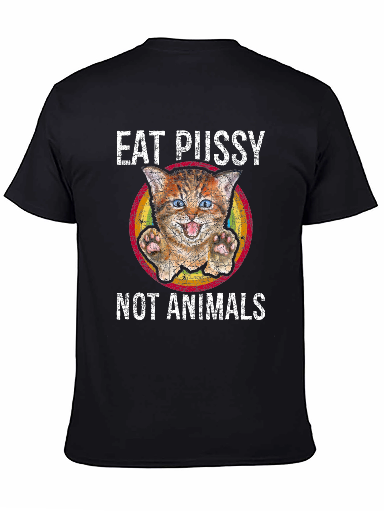 Black Eat Pussy Not Animals Graphic T-Shirt view 4