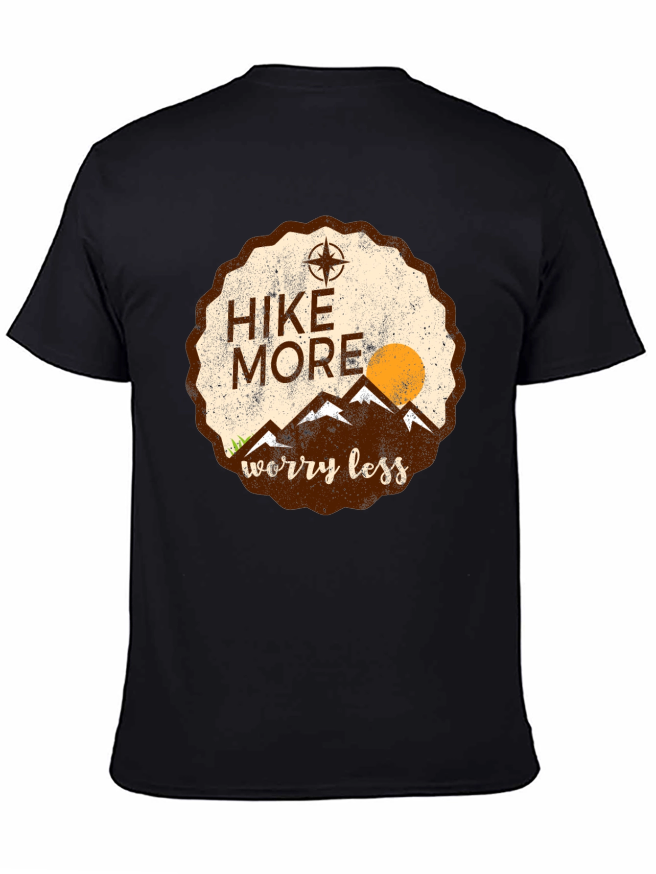 Black Hike More Worry Less Graphic Tee - Adventure Awaits view 4