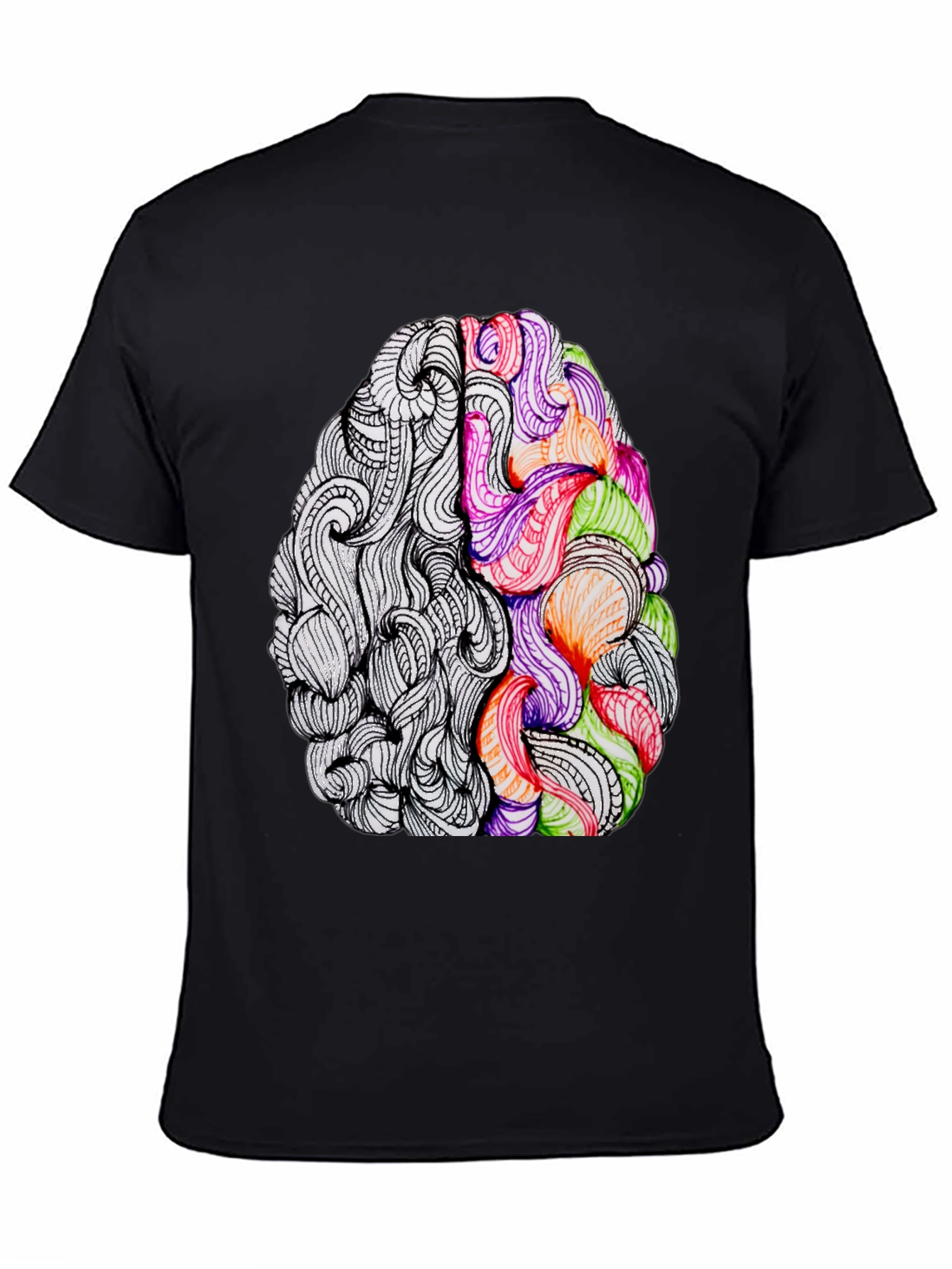 Black Brain Art Graphic Tee - Creative Thinking T-Shirt view 4