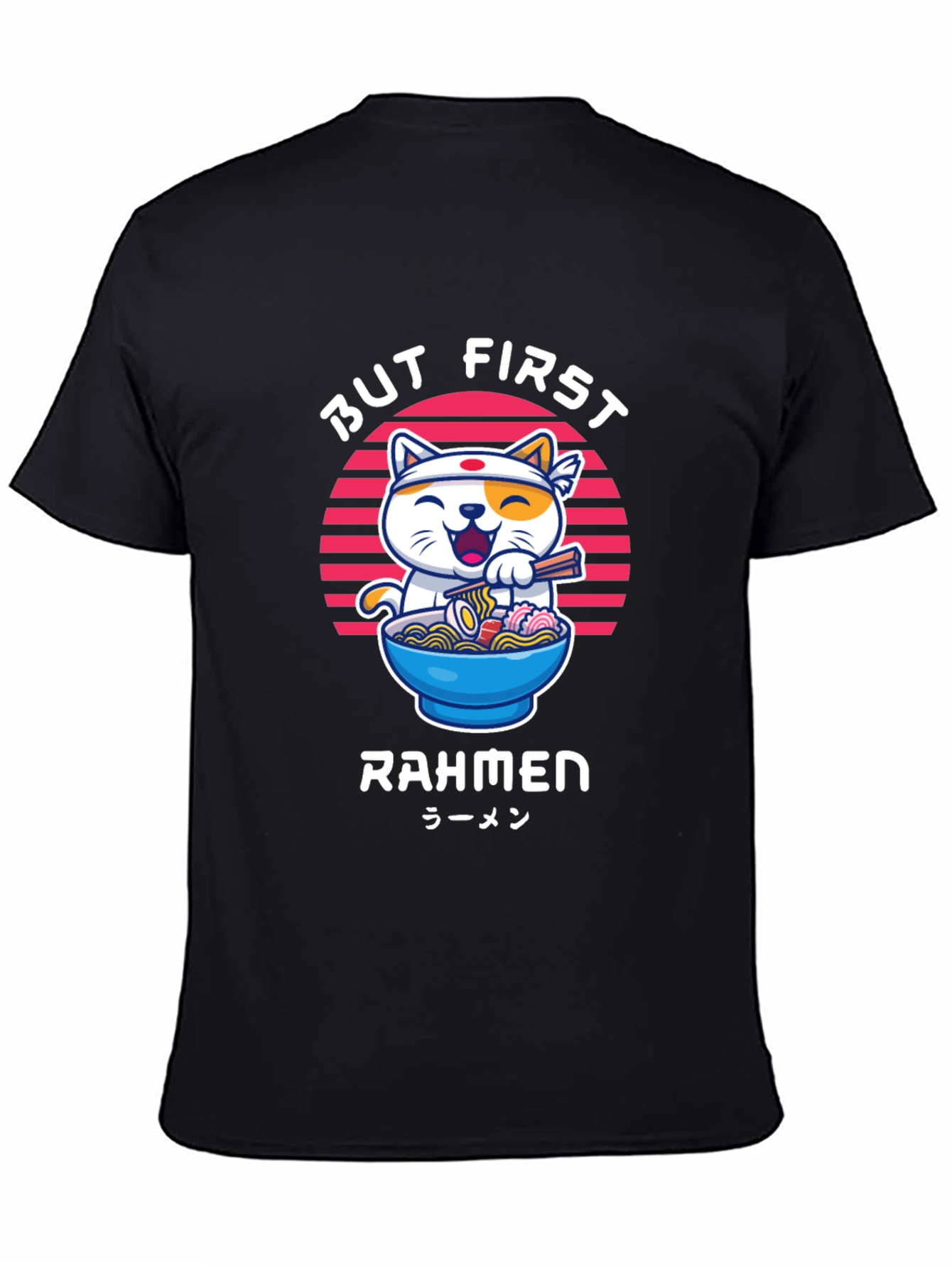 Black But First Rahmen Cat Graphic T-Shirt view 4