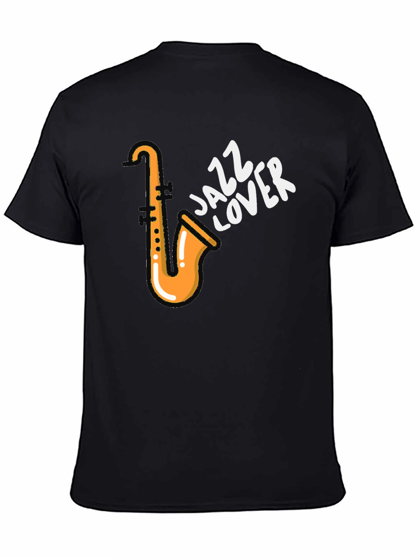 Black Jazz Lover T-Shirt - Saxophone Design view 4