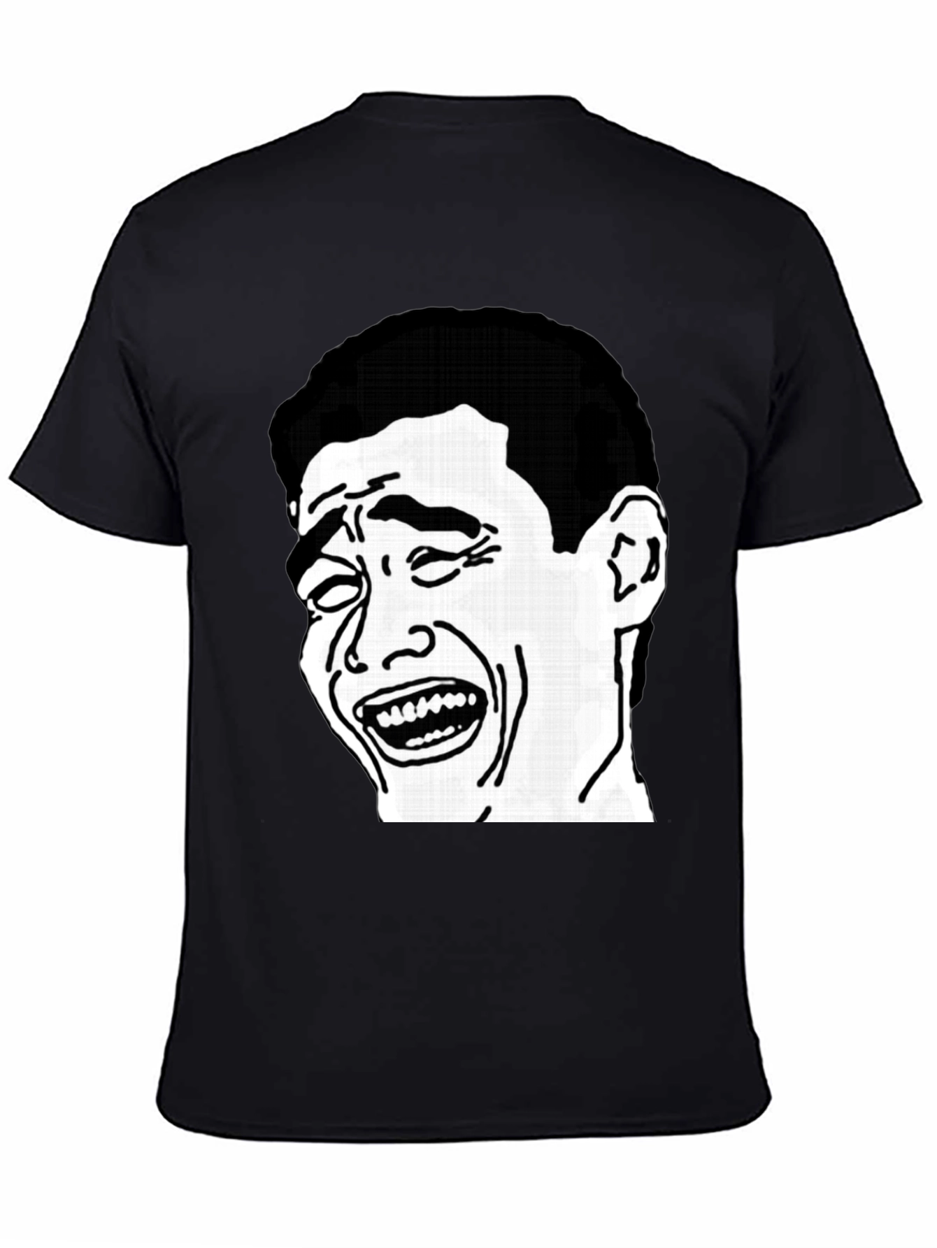 Black Laughing Face Graphic Tee - Black Cotton Blend T-Shirt view 4