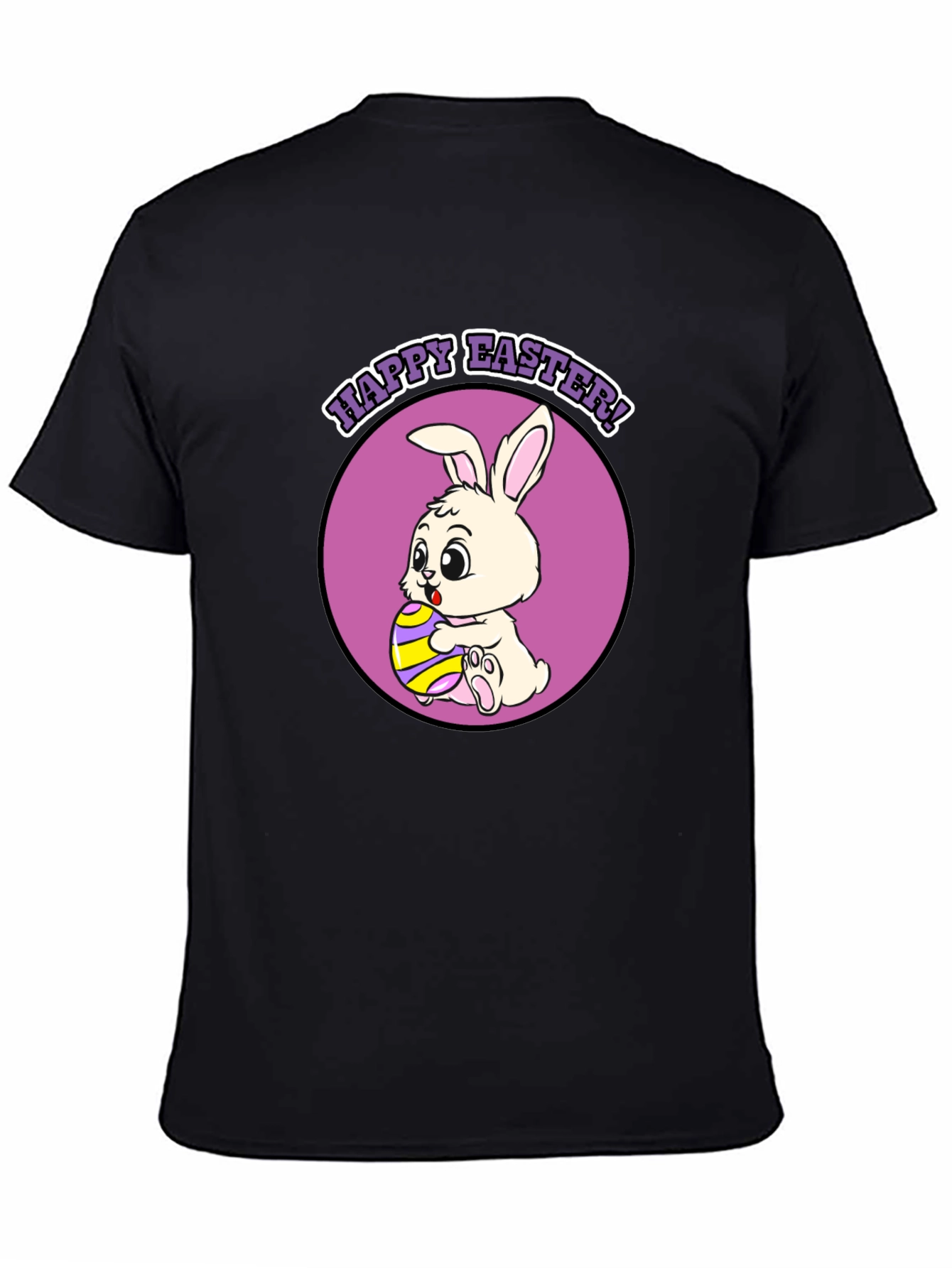 Black Happy Easter Bunny T-Shirt - Cute Holiday Tee view 4