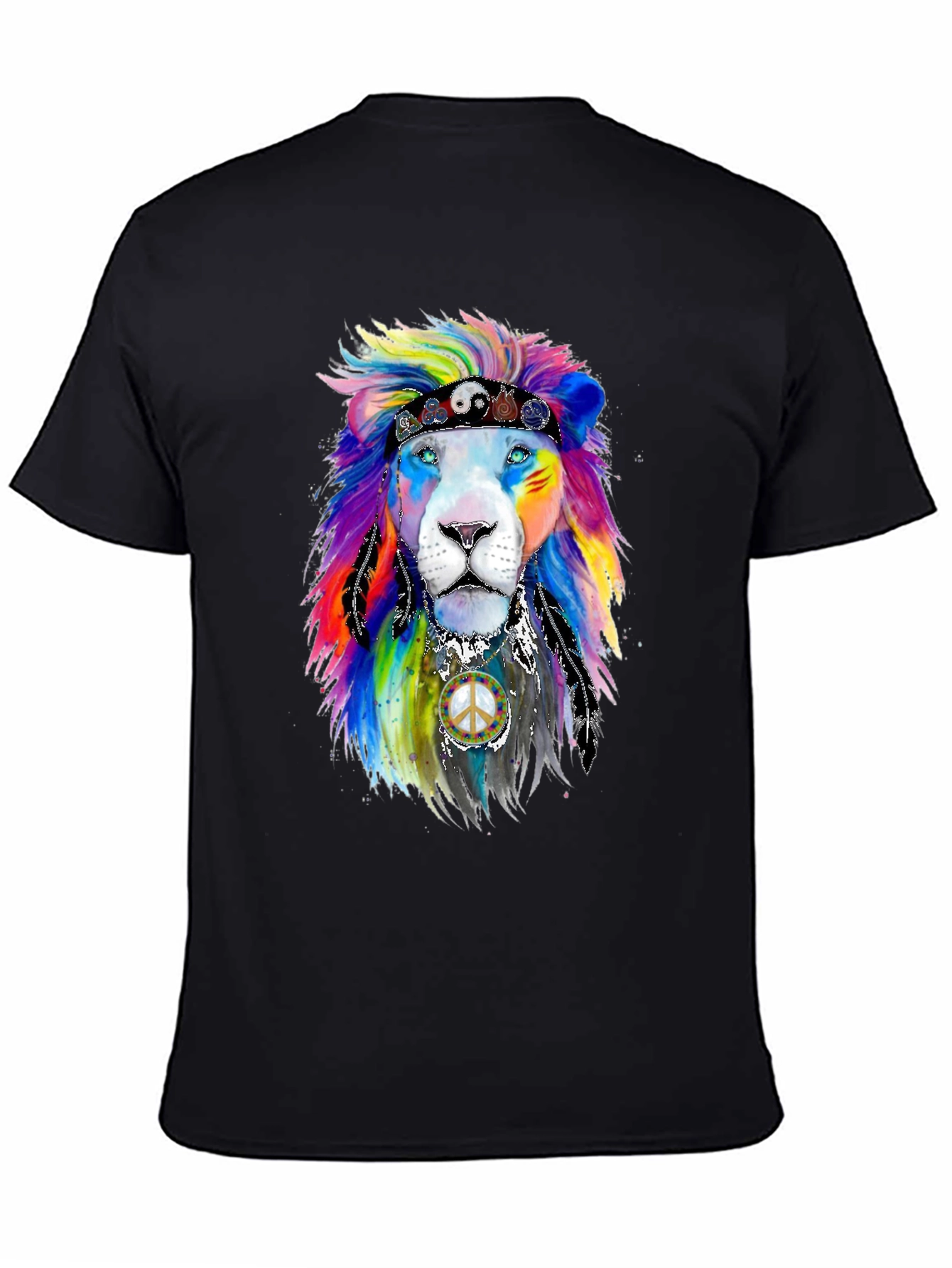 Black Rainbow Lion Graphic Tee view 4