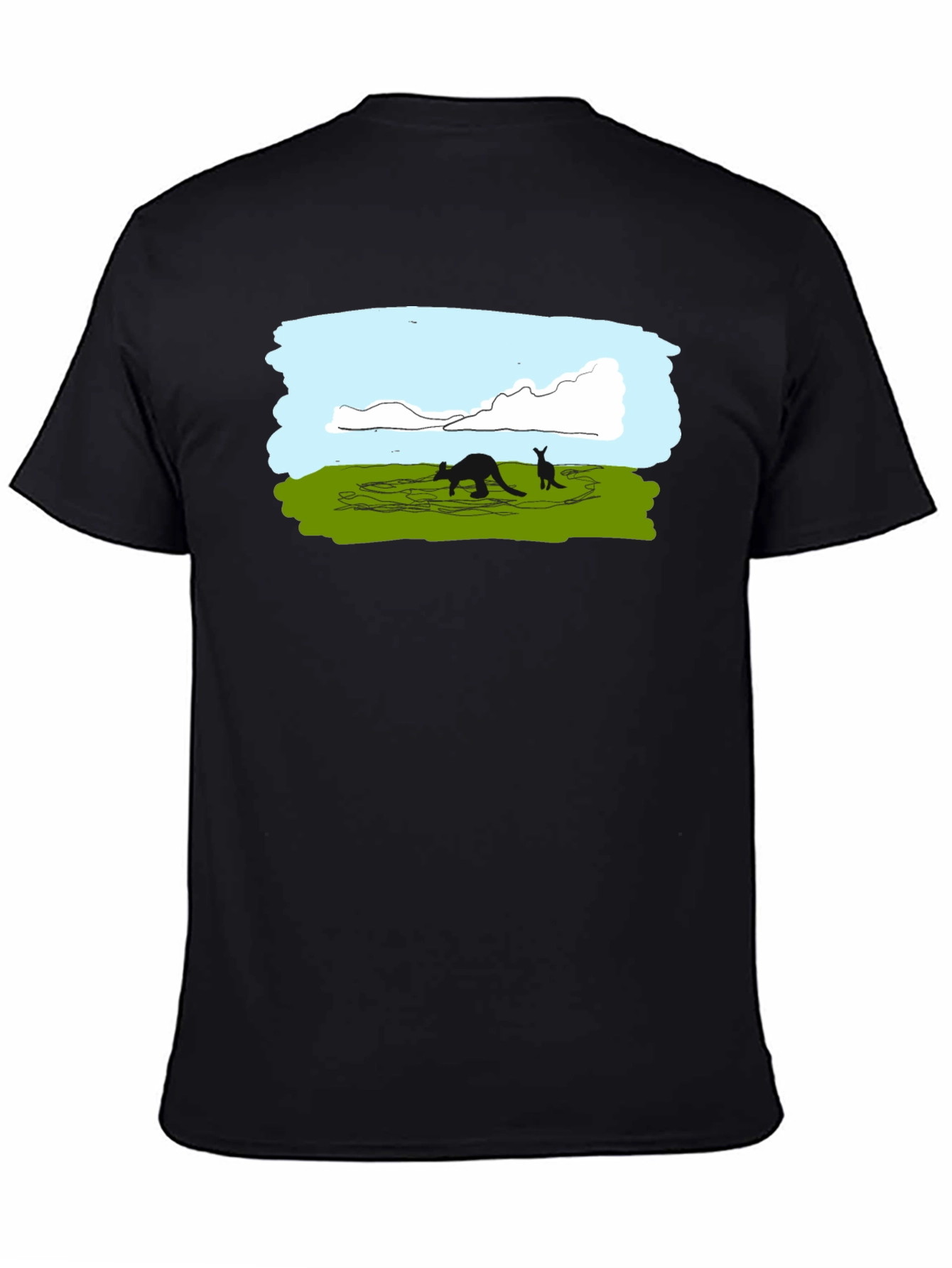 Black Kangaroo Silhouette Graphic Tee - Black view 4