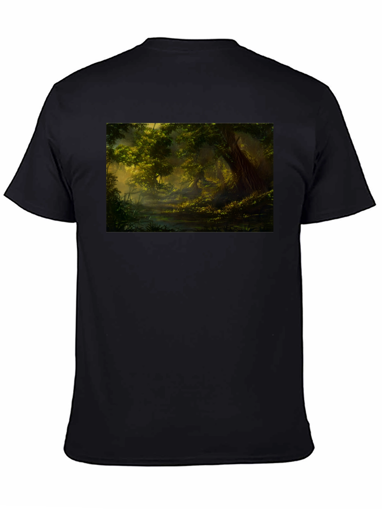 Black Mystical Forest Graphic Tee - Black Cotton Blend view 4