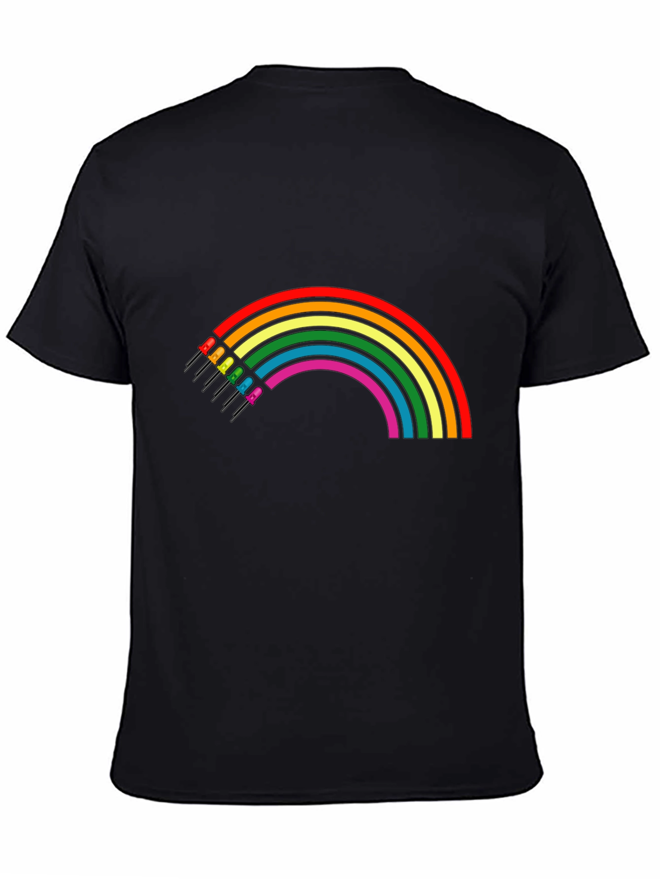 Black Rainbow LED T-Shirt - Black Cotton Blend view 4