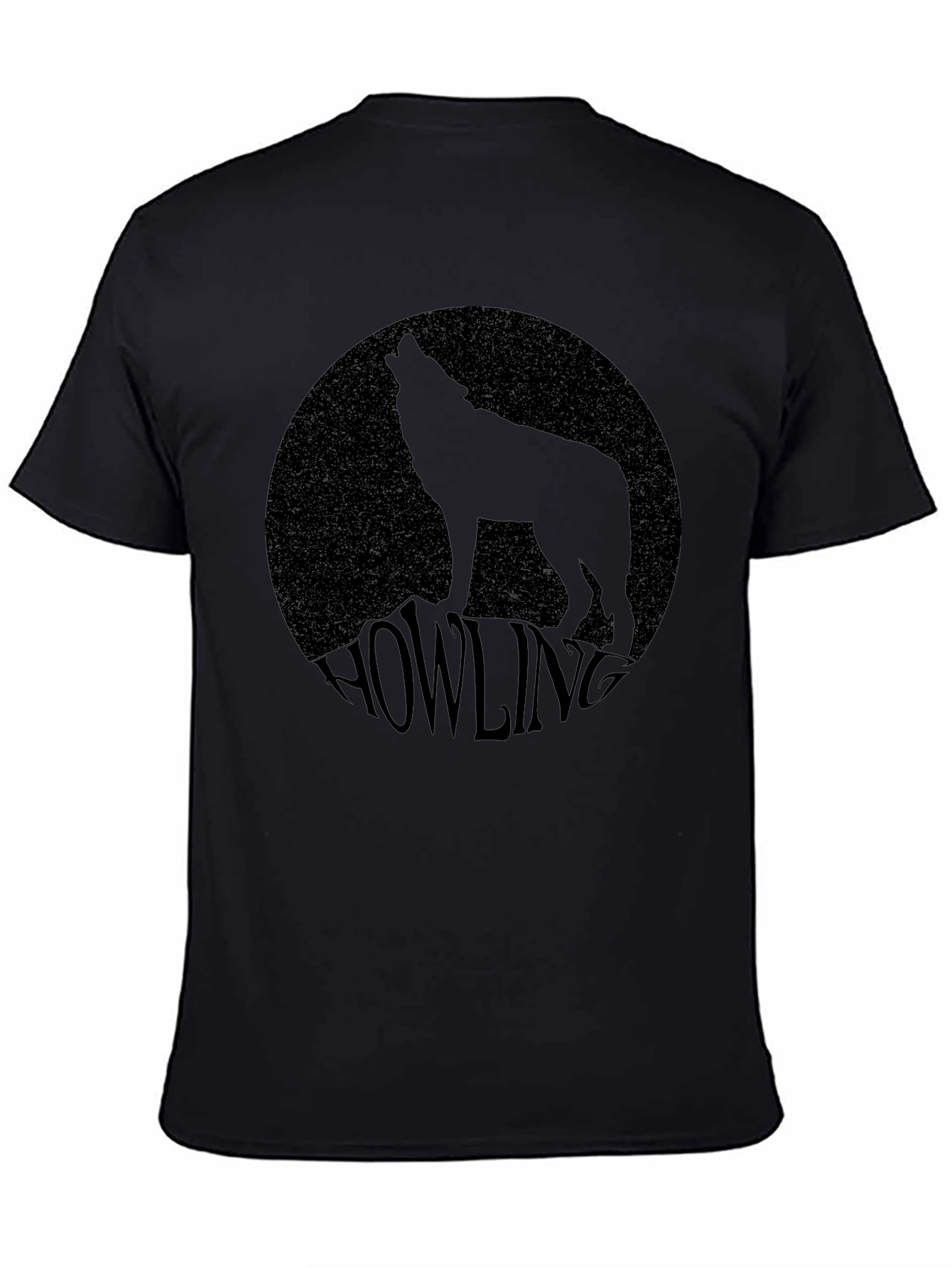 Black Howling Wolf Graphic Tee - Black view 4