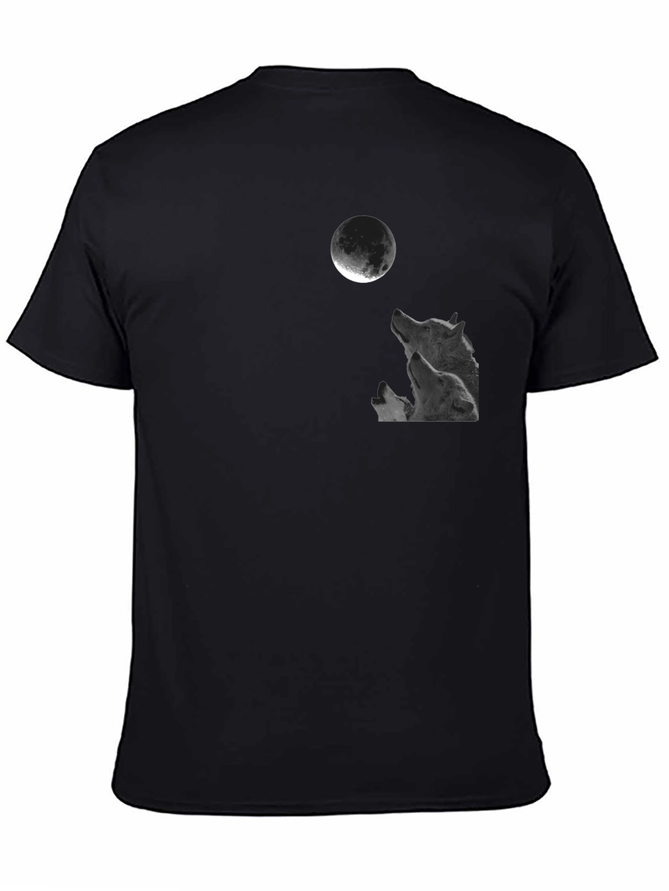 Black Wolf Moon Graphic Tee - Black Cotton T-Shirt view 4