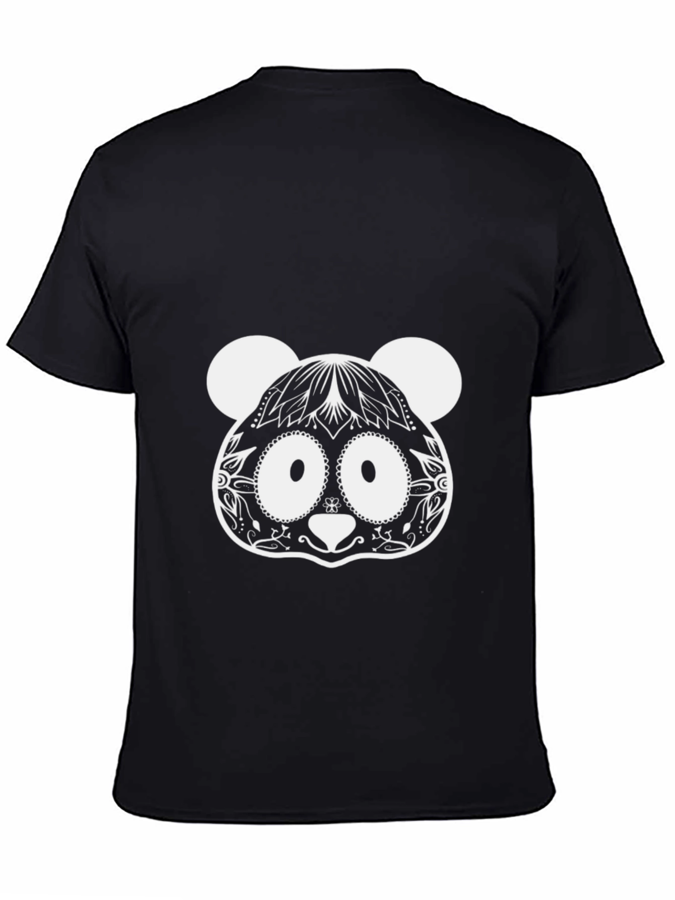 Black Cool Panda Graphic Tee - Black Cotton Blend view 4