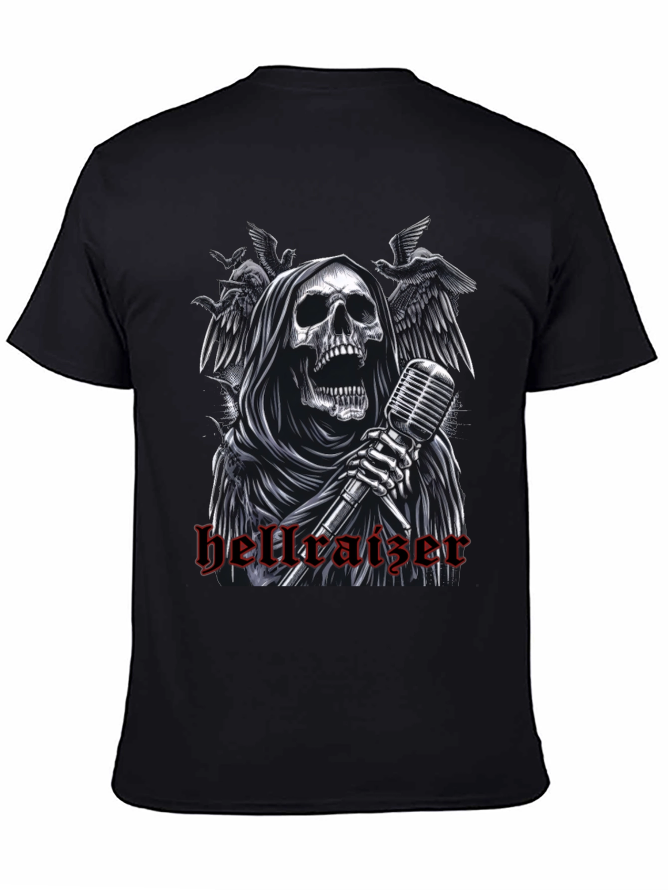 Black Hellraiser Grim Reaper Graphic Tee - Rock Concert Style view 4