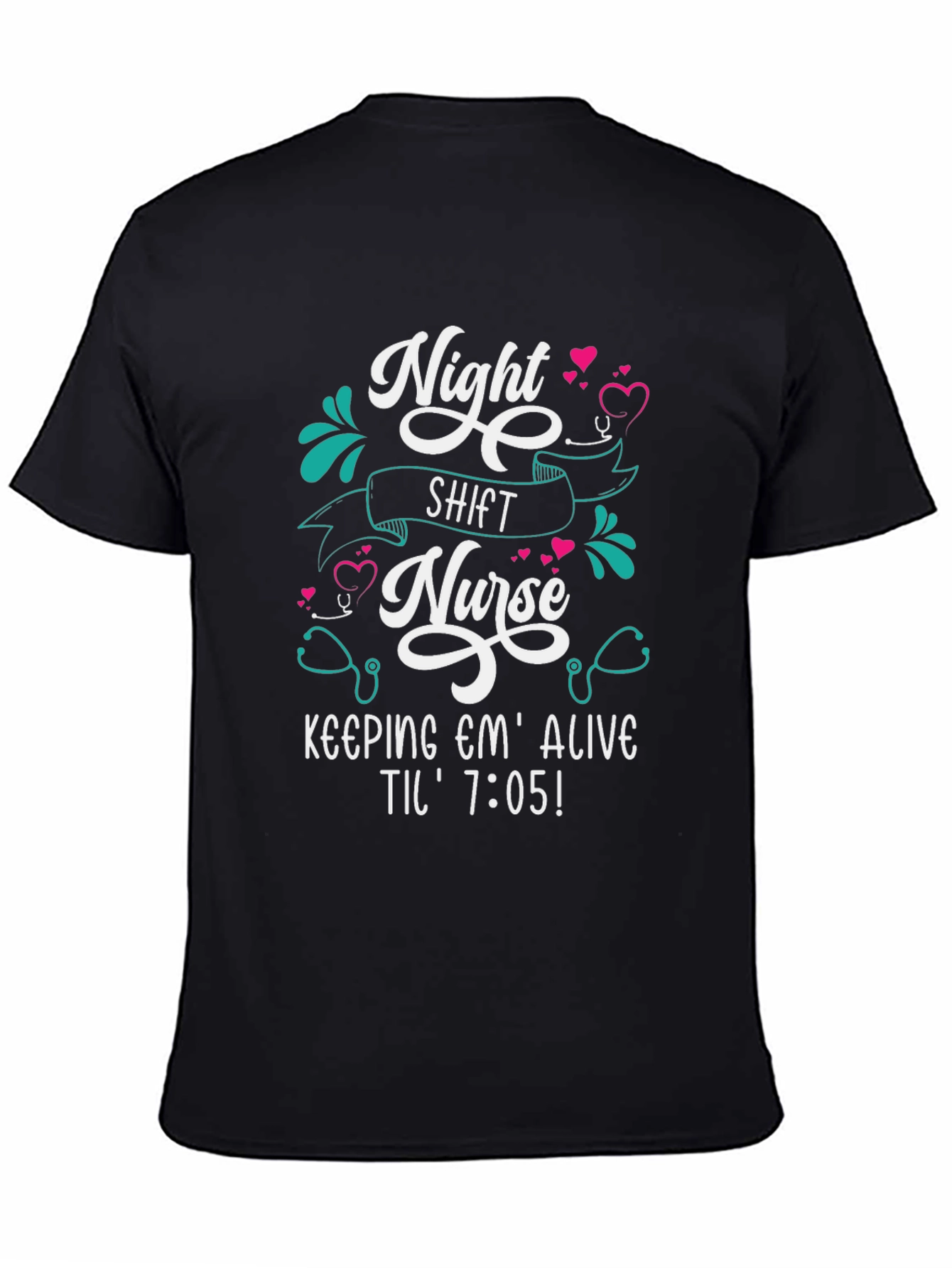 Black Night Shift Nurse Graphic Tee view 4