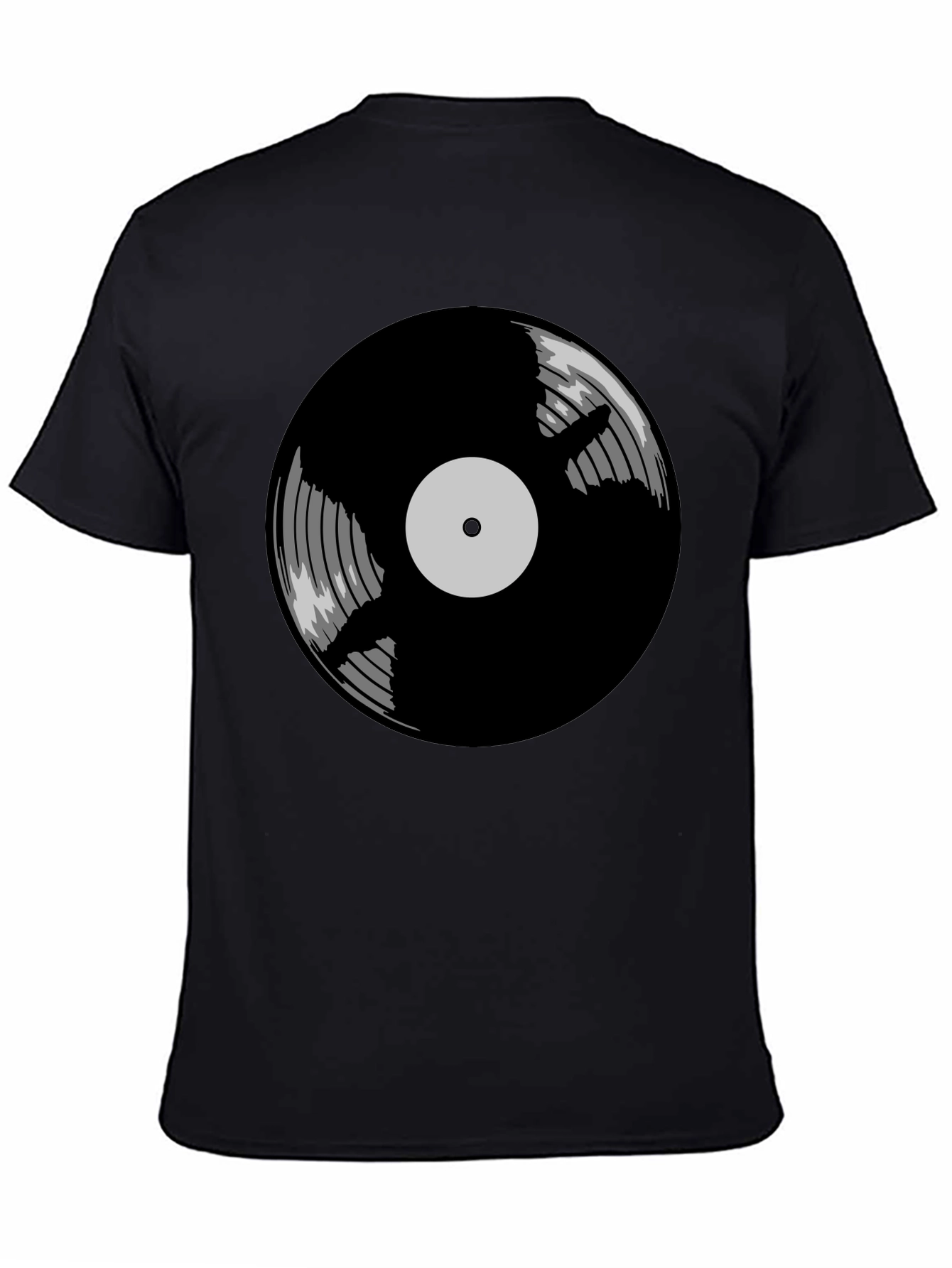 Black Vinyl Record Graphic Tee - Classic Music Style view 4