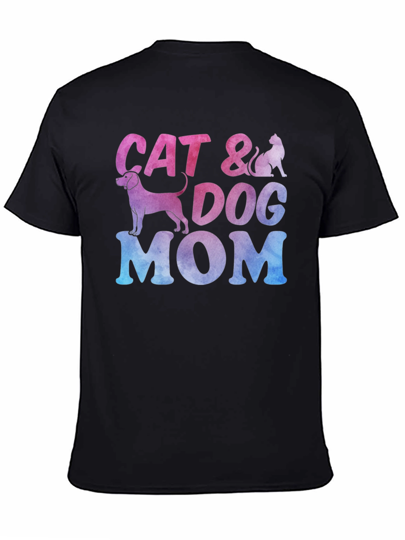 Black Cat & Dog Mom Graphic T-Shirt - Unisex Crew Neck view 4