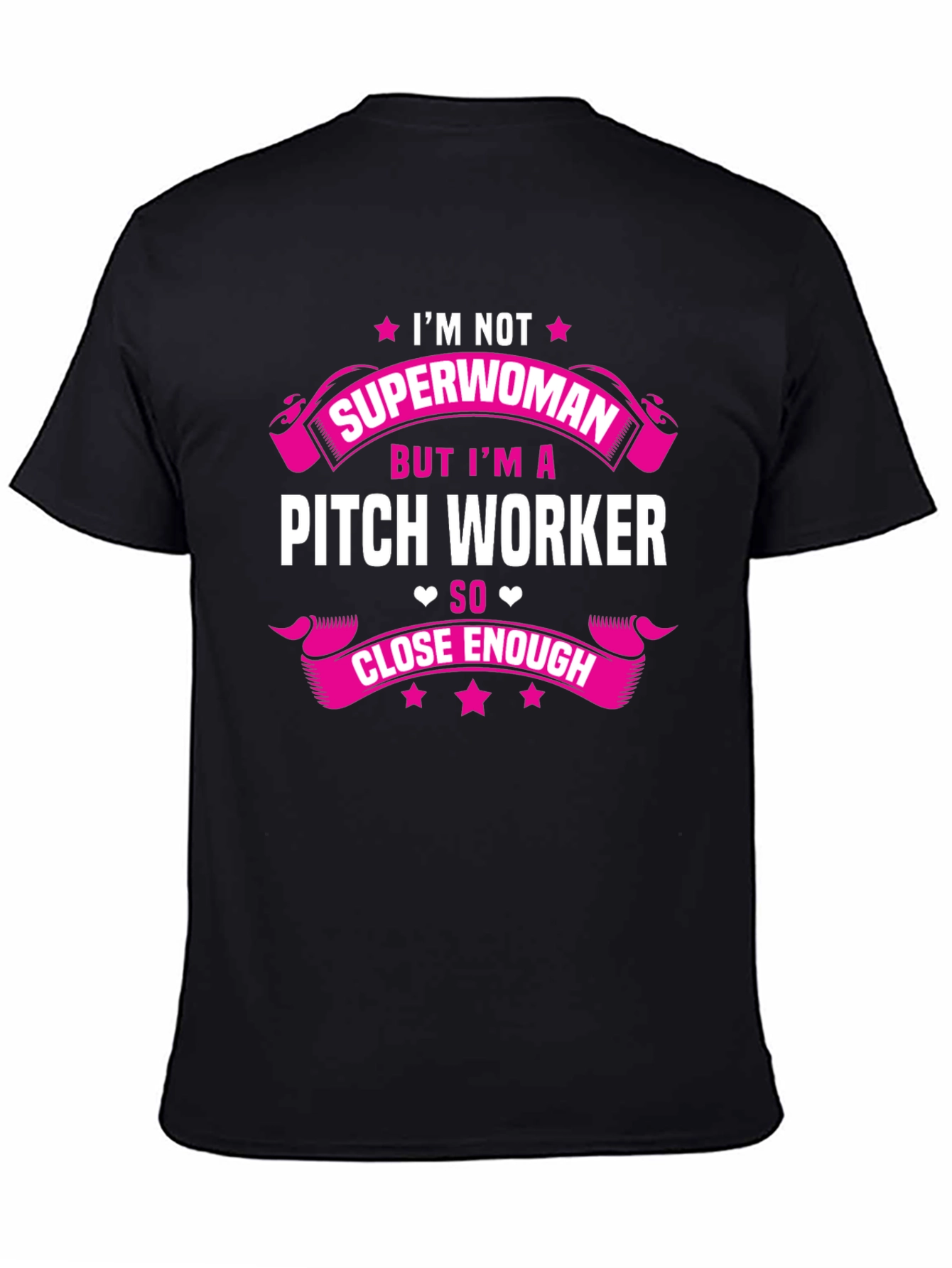 Black Pitch Worker T-Shirt - Superwoman Close Enough view 4