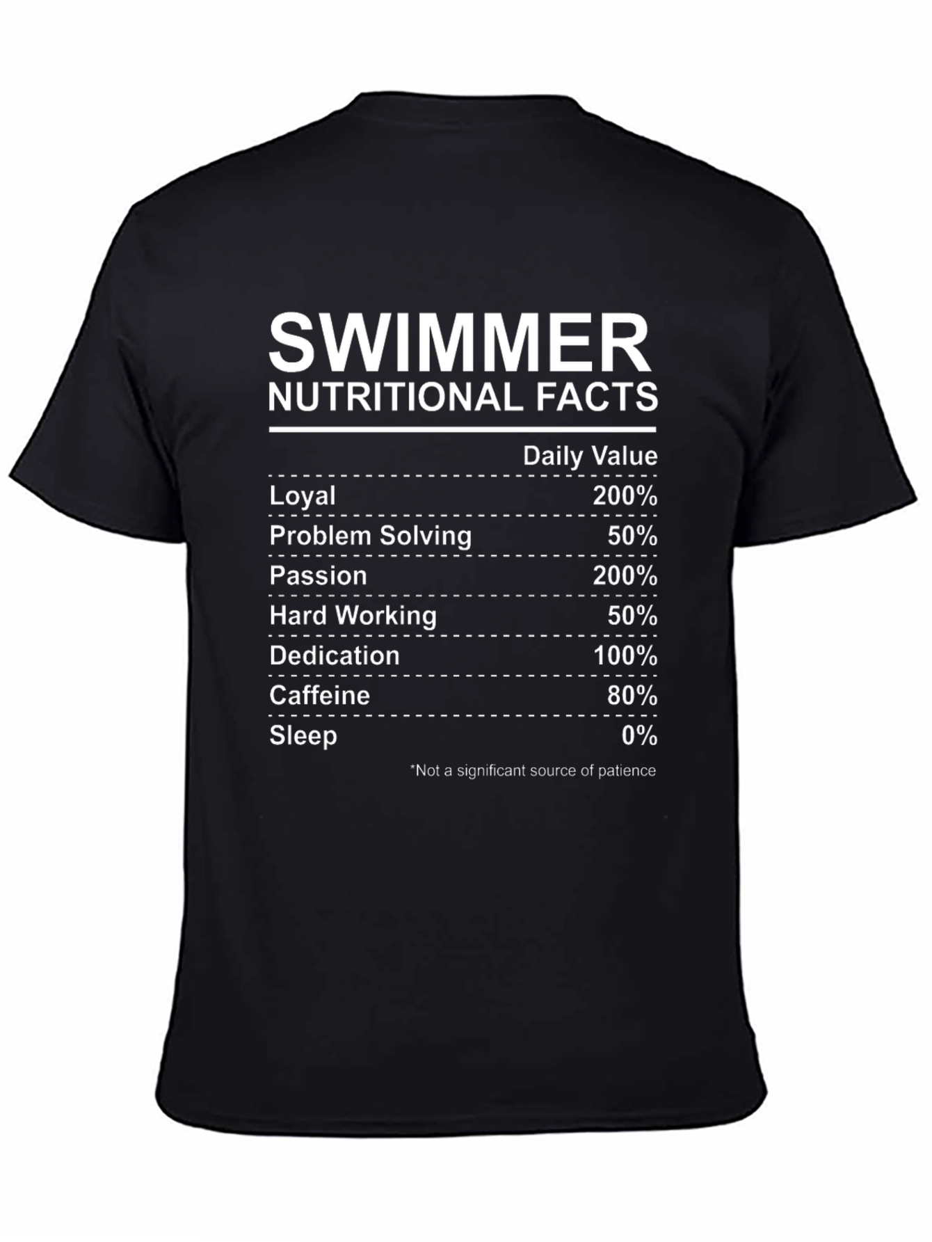 Black Swimmer Nutritional Facts T-Shirt view 4