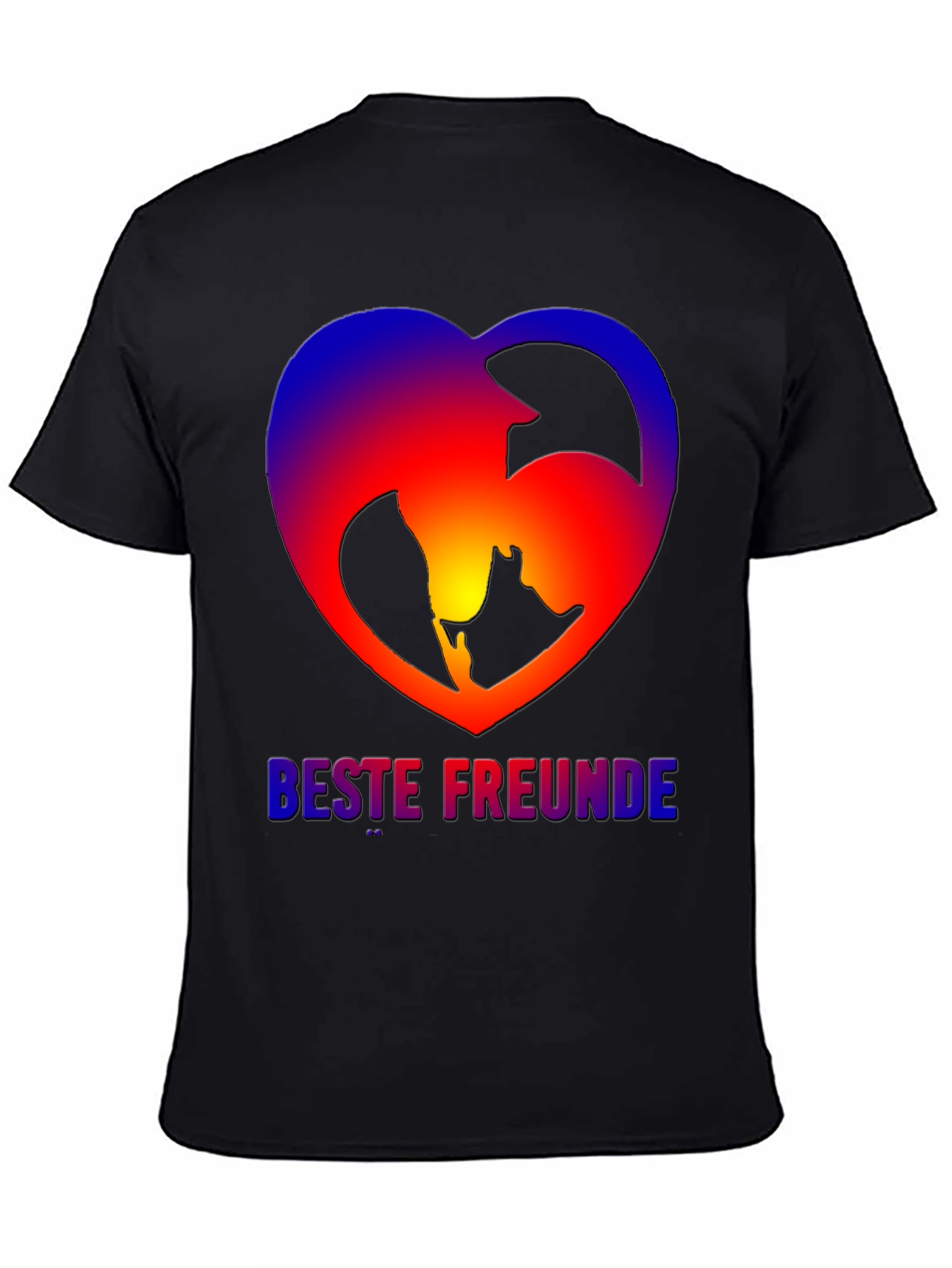 Black Best Friends Dog & Owner Heart T-Shirt view 4