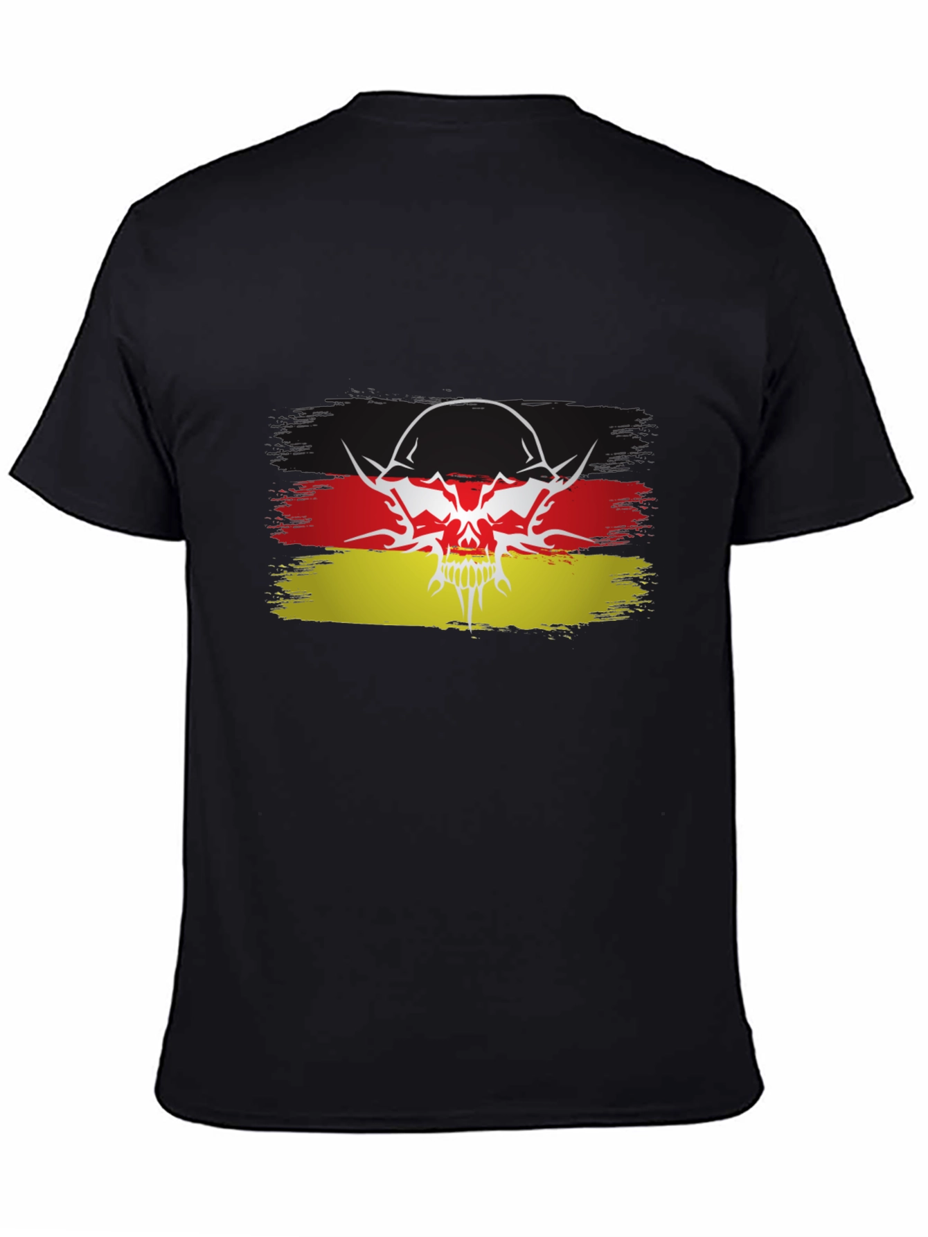 Black German Flag Skull Graphic Black T-Shirt view 4