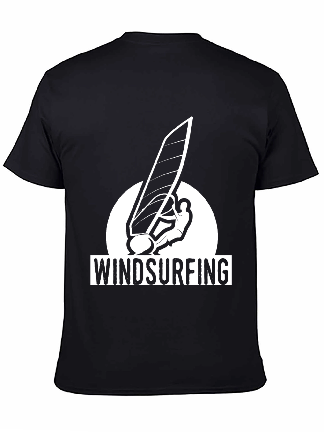 Black Windsurfing Graphic Tee - Black Cotton T-Shirt view 4