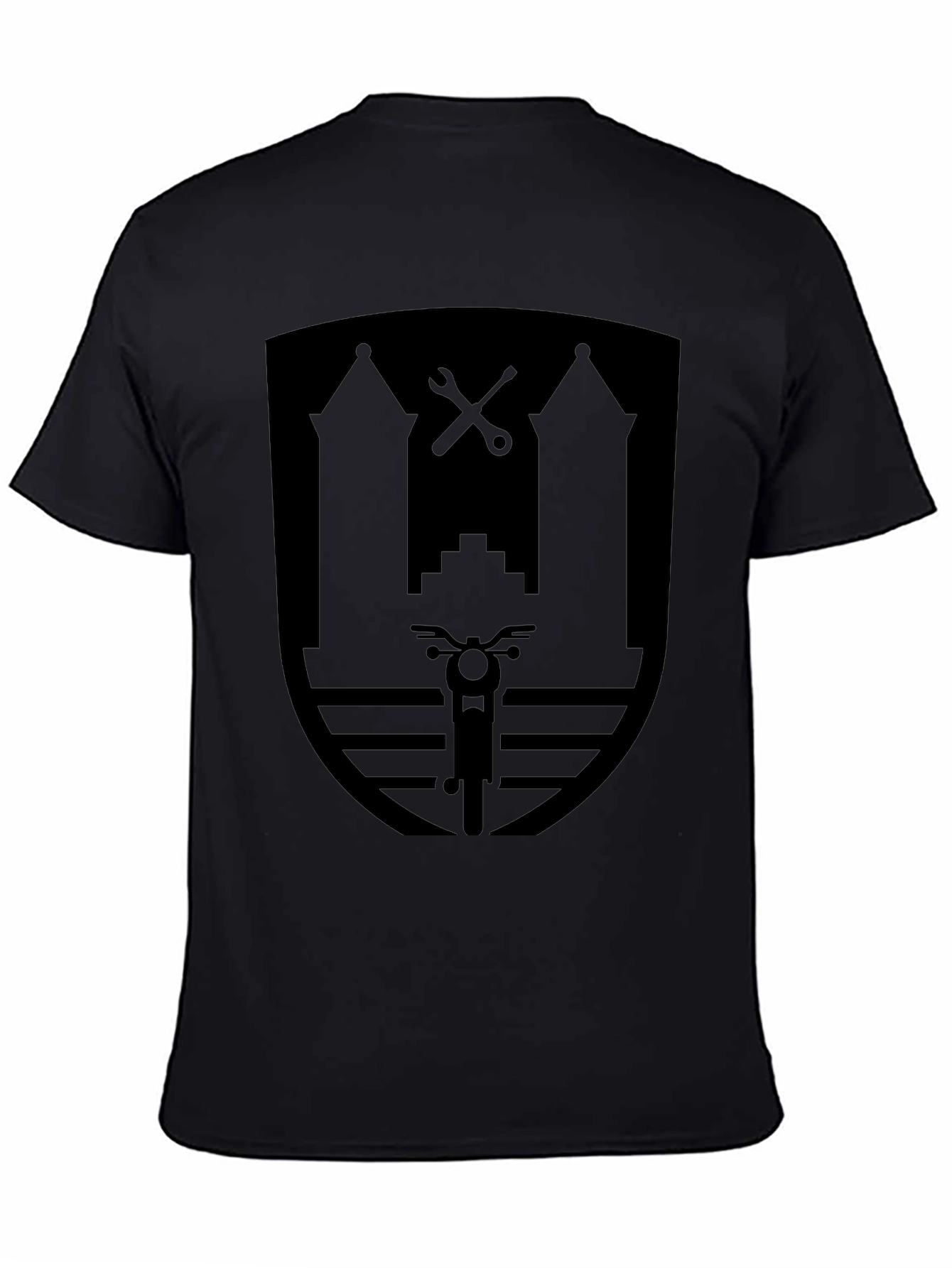 Black Motorcycle Shield Graphic Black T-Shirt view 4