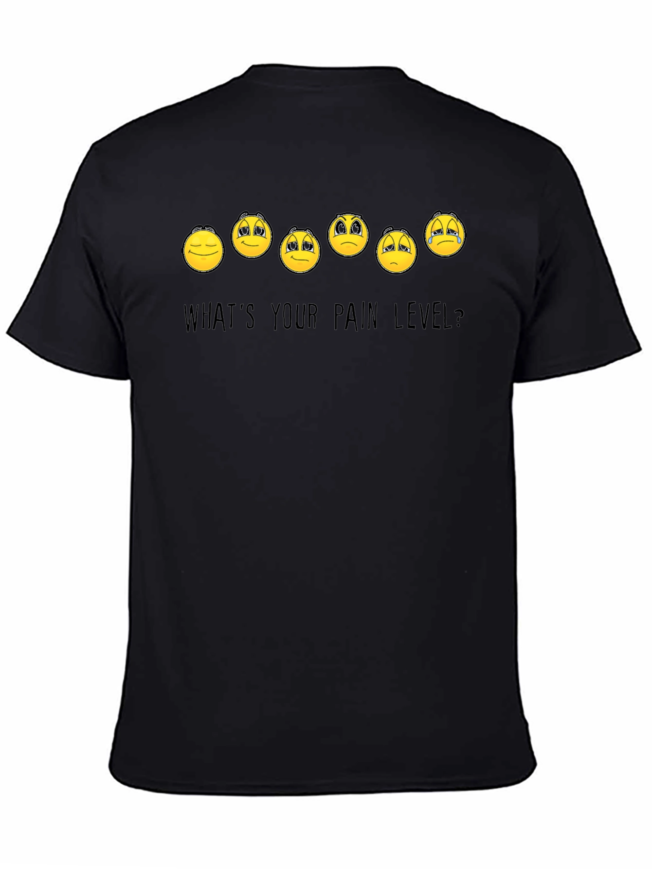 Black Pain Level Emoji Graphic T-Shirt view 4