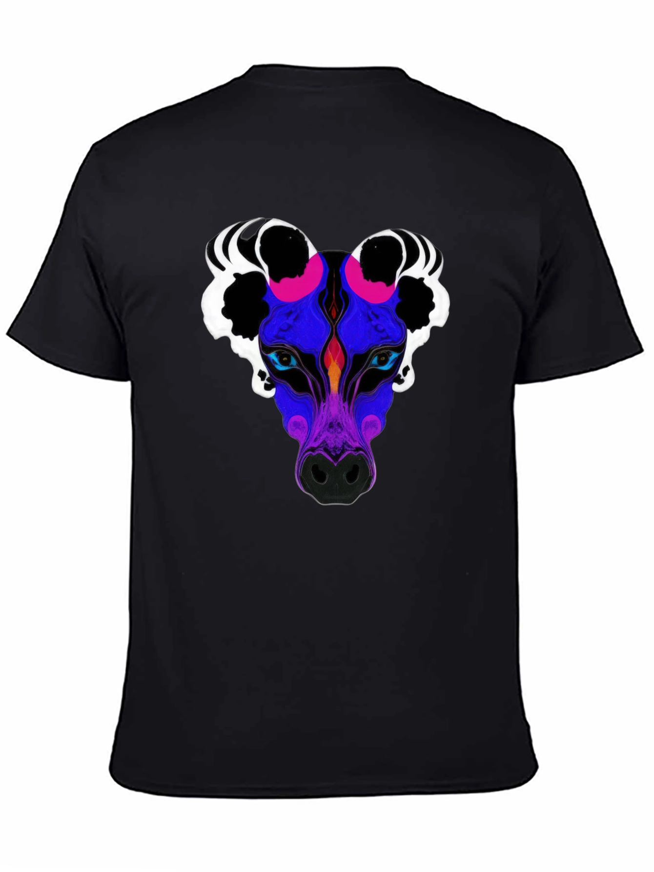 Black Abstract Wolf Graphic Tee - Black Crew Neck view 4